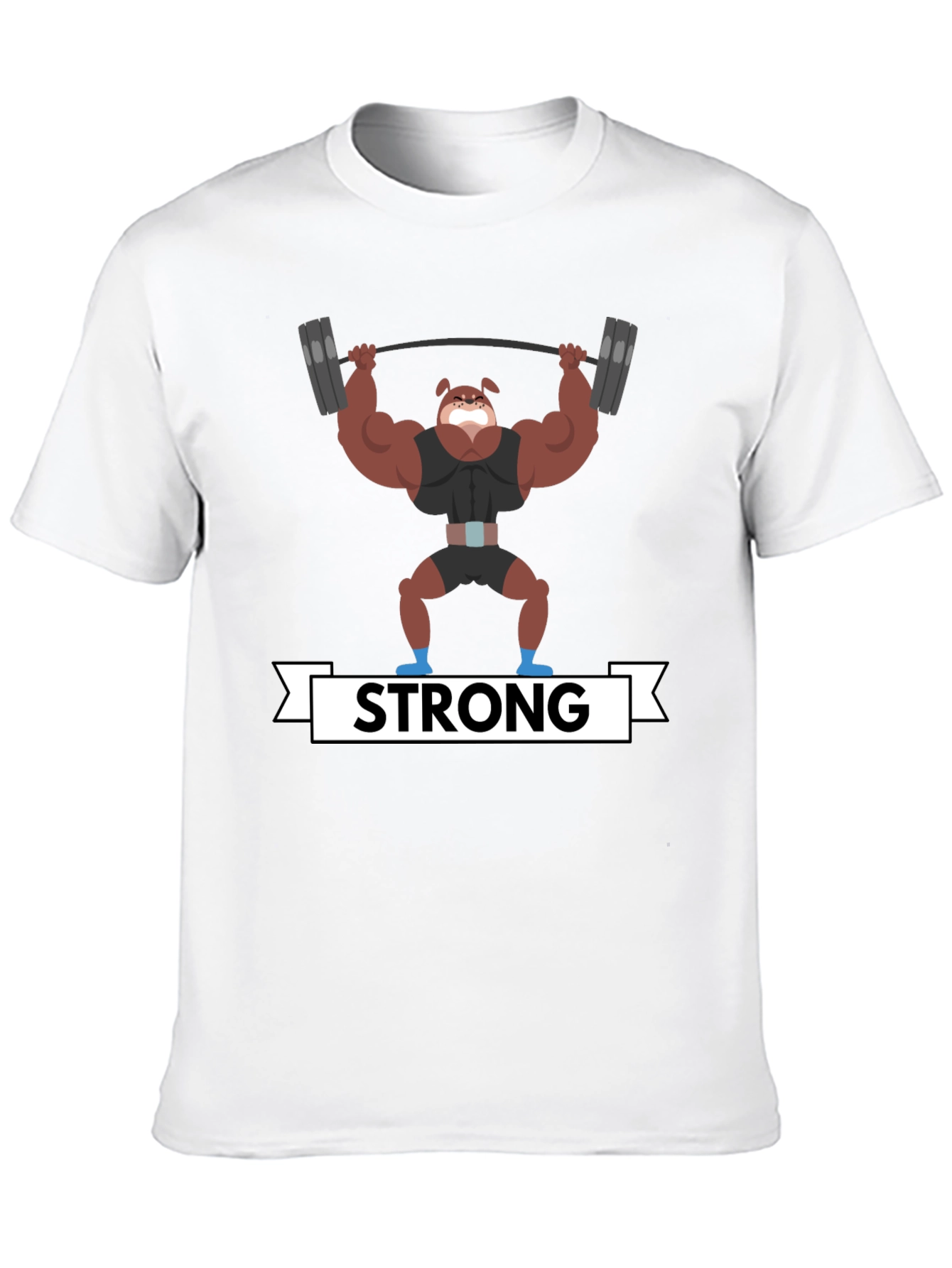 Strong Dog Lifting Weights Graphic T-Shirt
