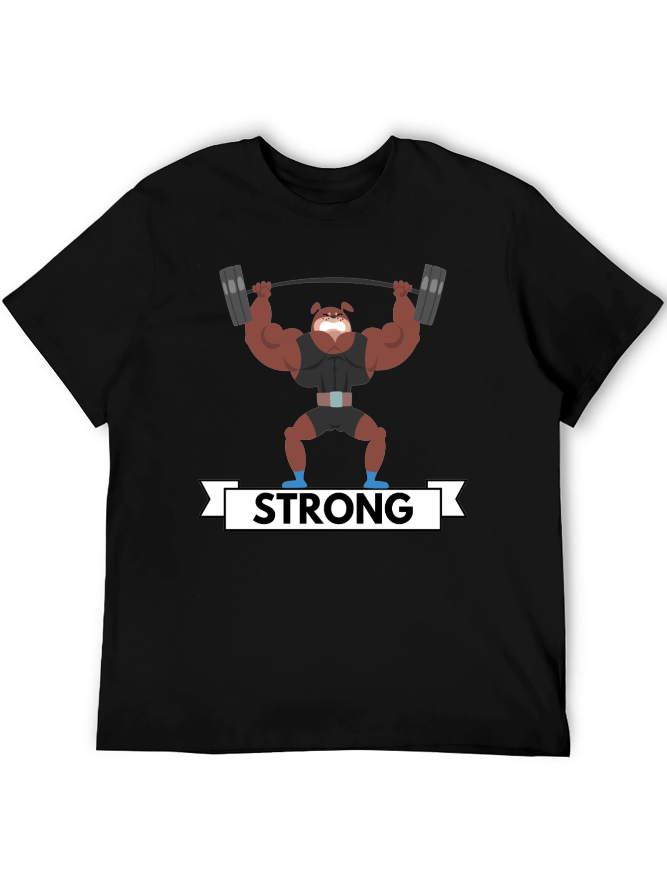 Strong Dog Lifting Weights Graphic T-Shirt