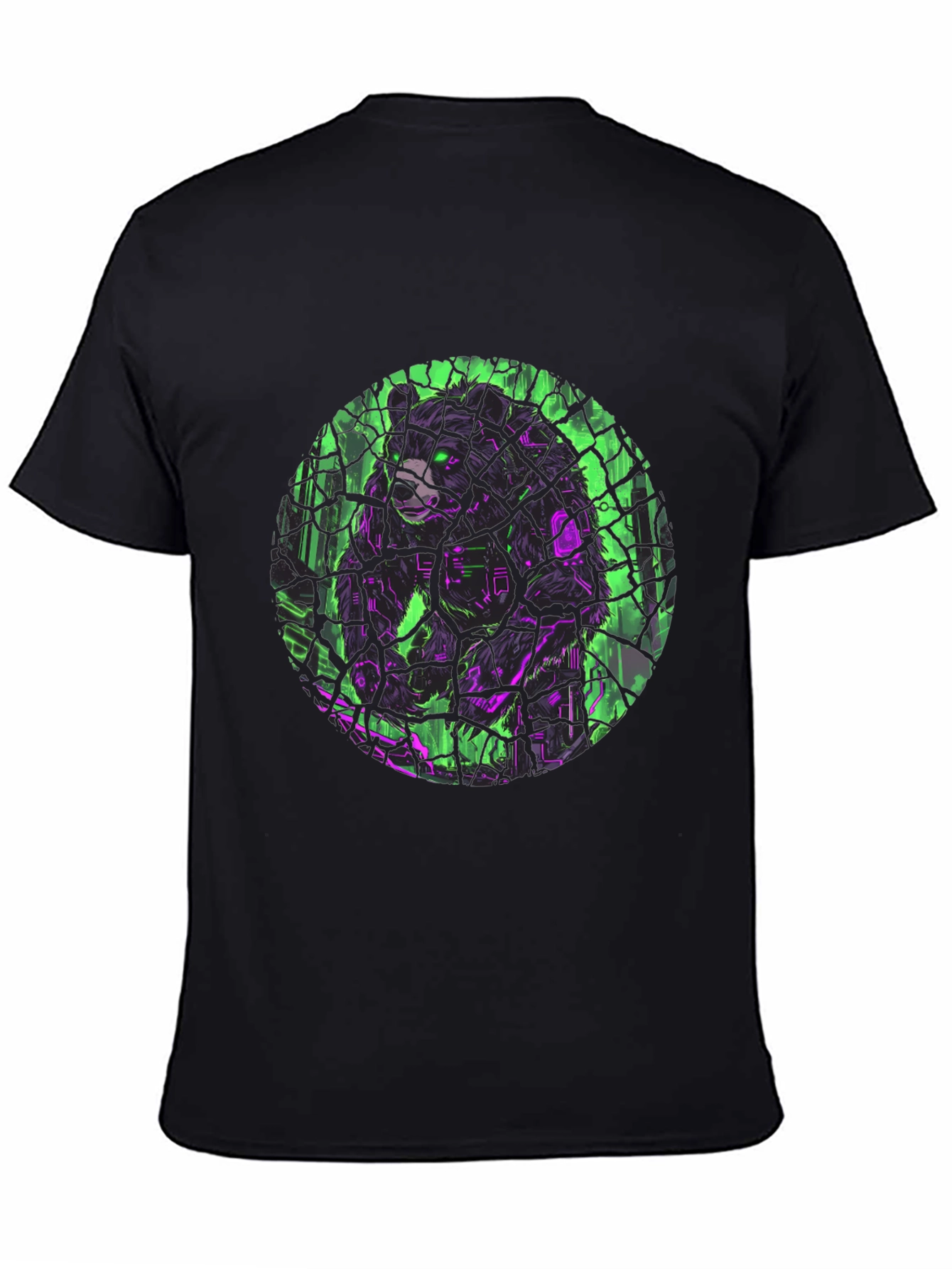 Cyber Bear Graphic Black T-Shirt
