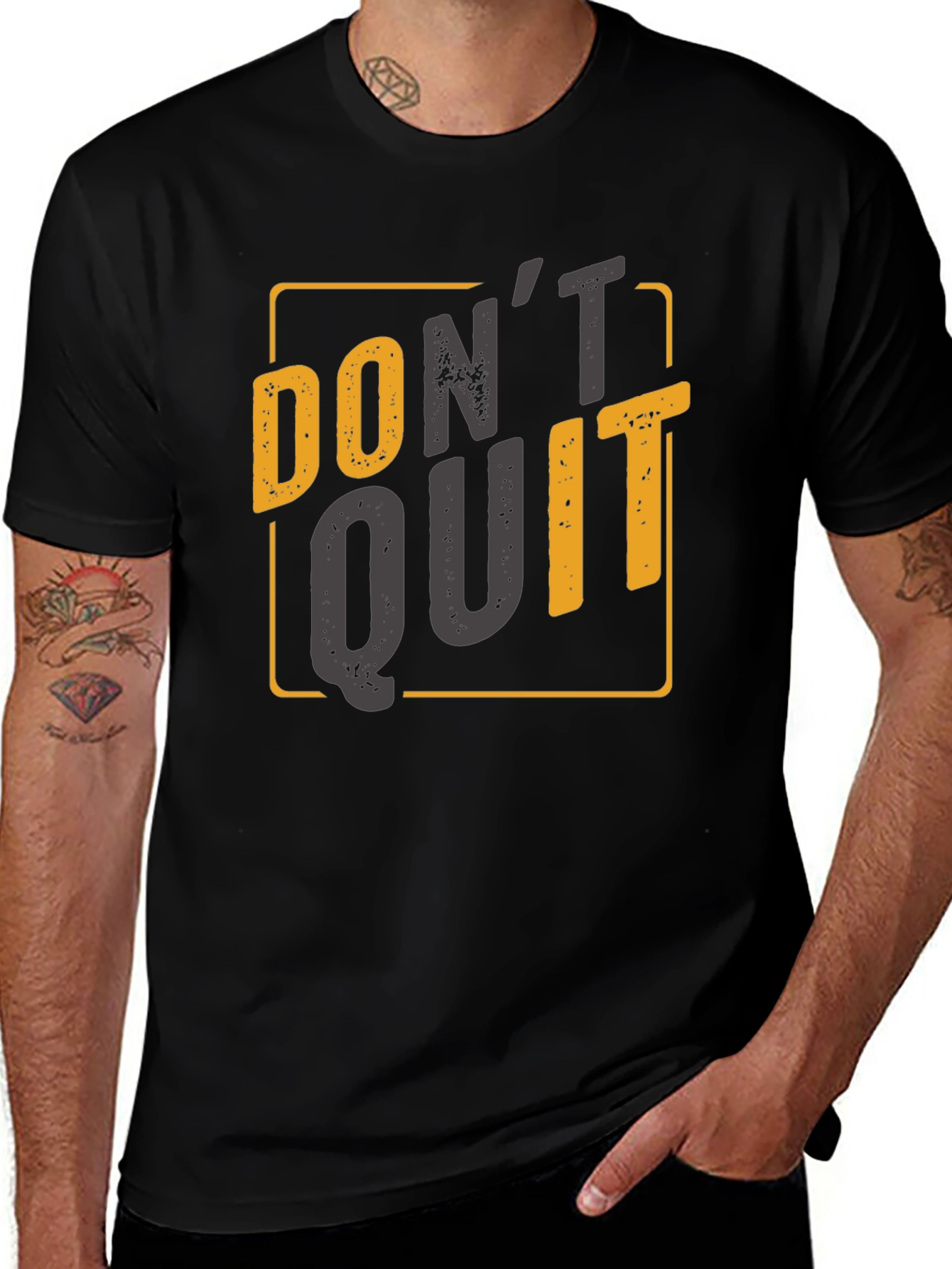 Motivational Dont Quit Graphic Tee - Black