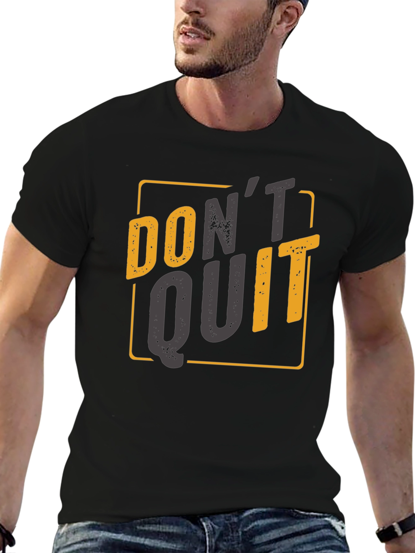 Motivational Dont Quit Graphic Tee - Black