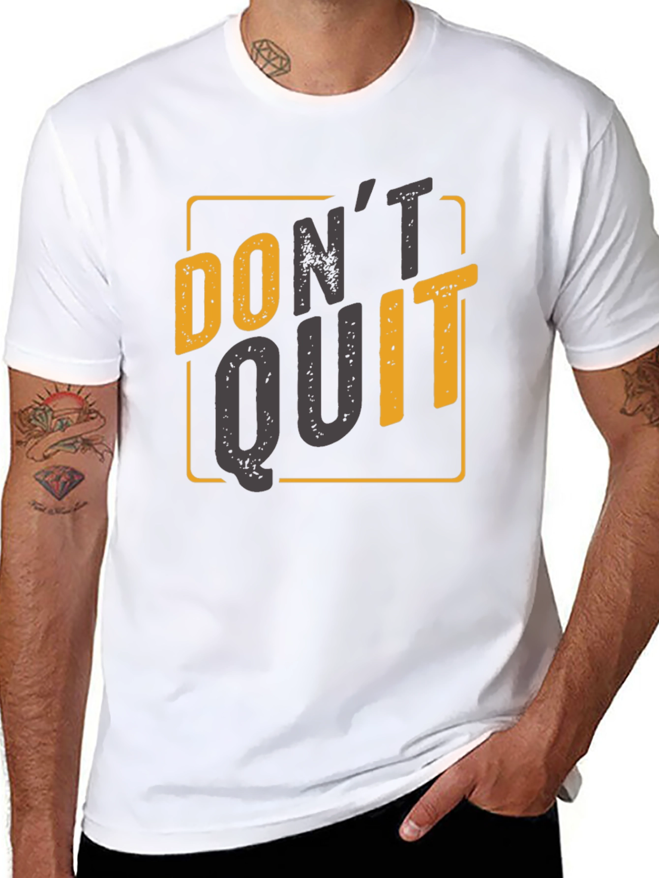 Motivational Dont Quit Graphic Tee - Black