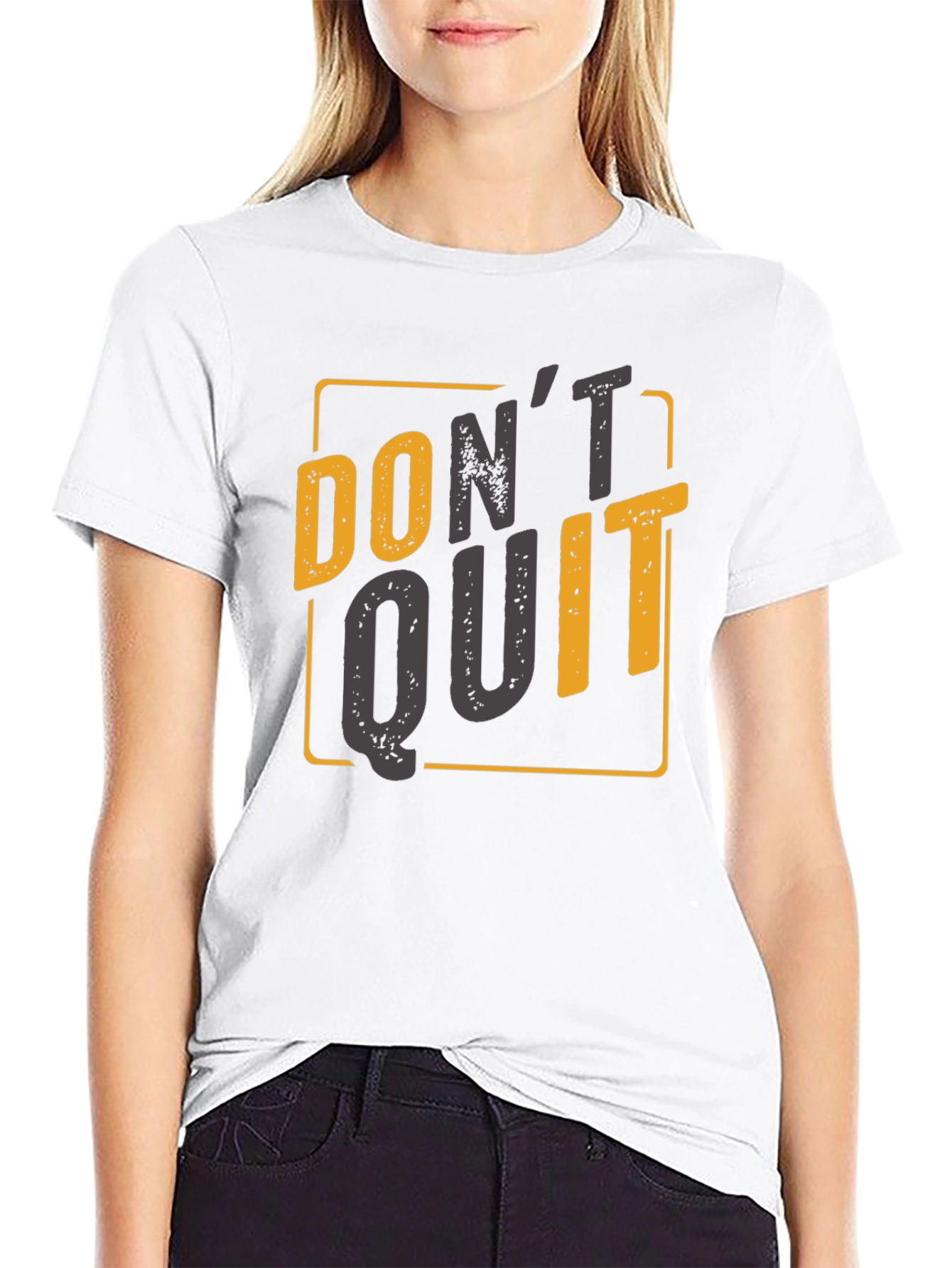 Motivational Dont Quit Graphic Tee - Black