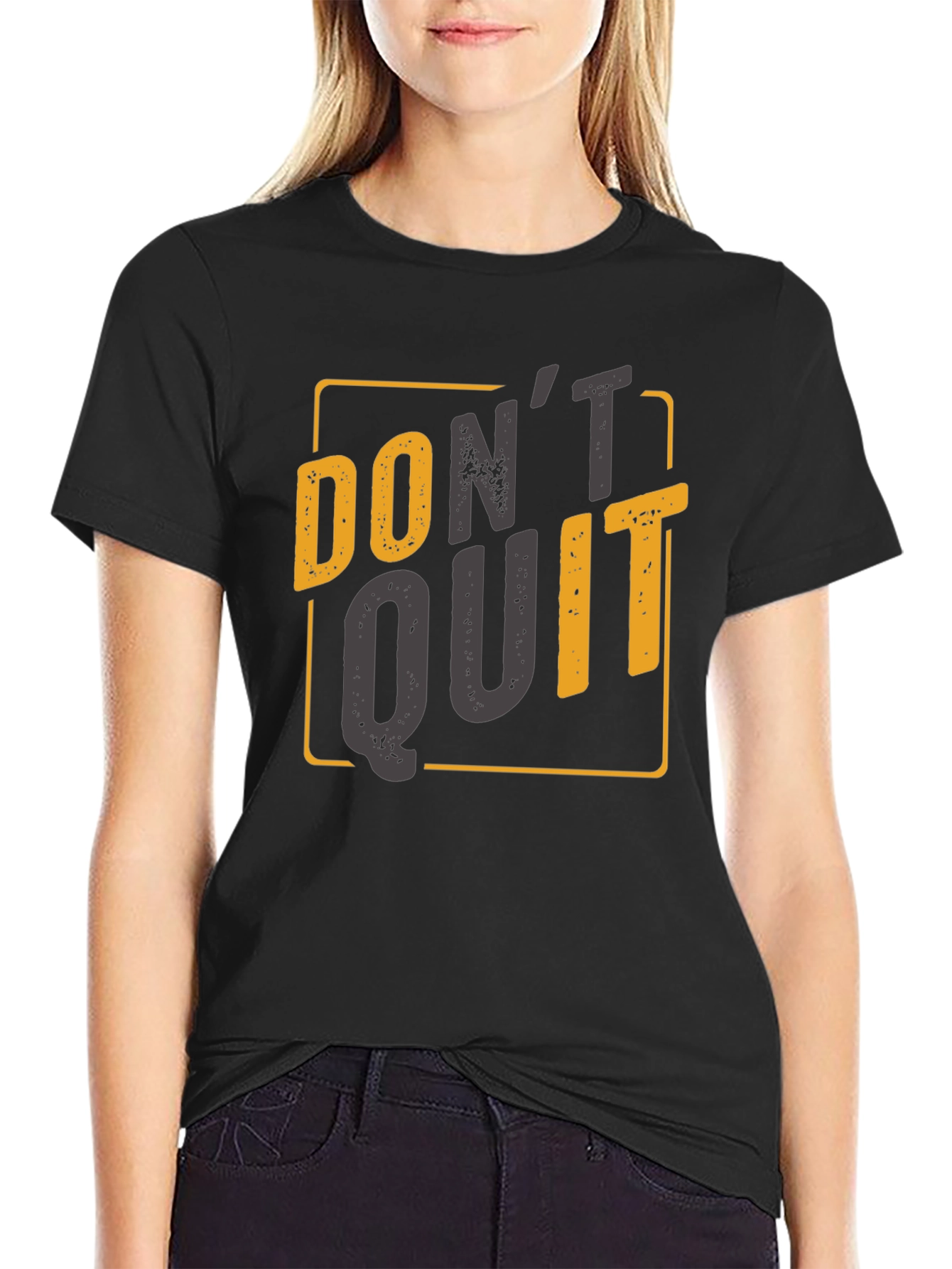 Motivational Dont Quit Graphic Tee - Black