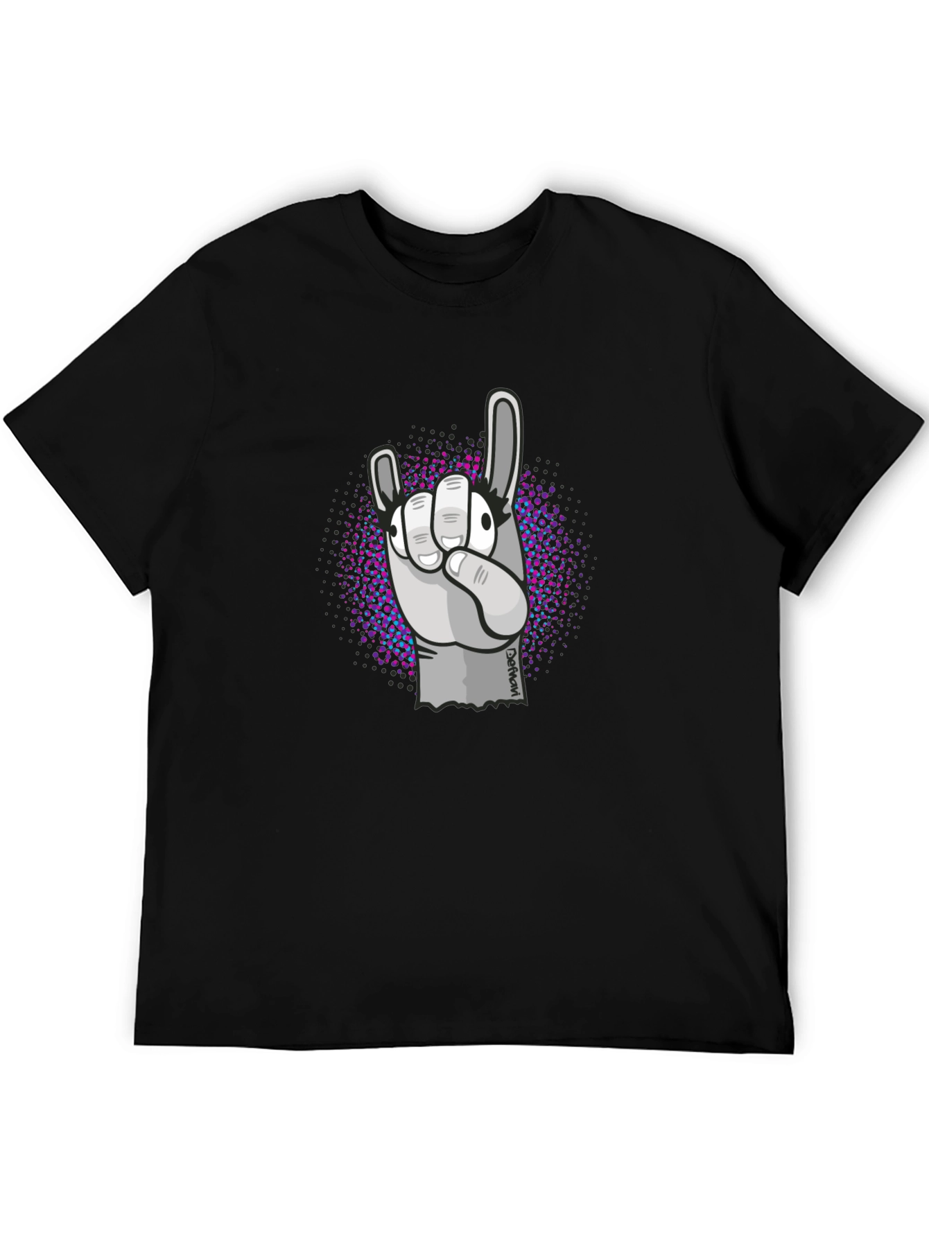 Rock On Hand Graphic Black T-Shirt