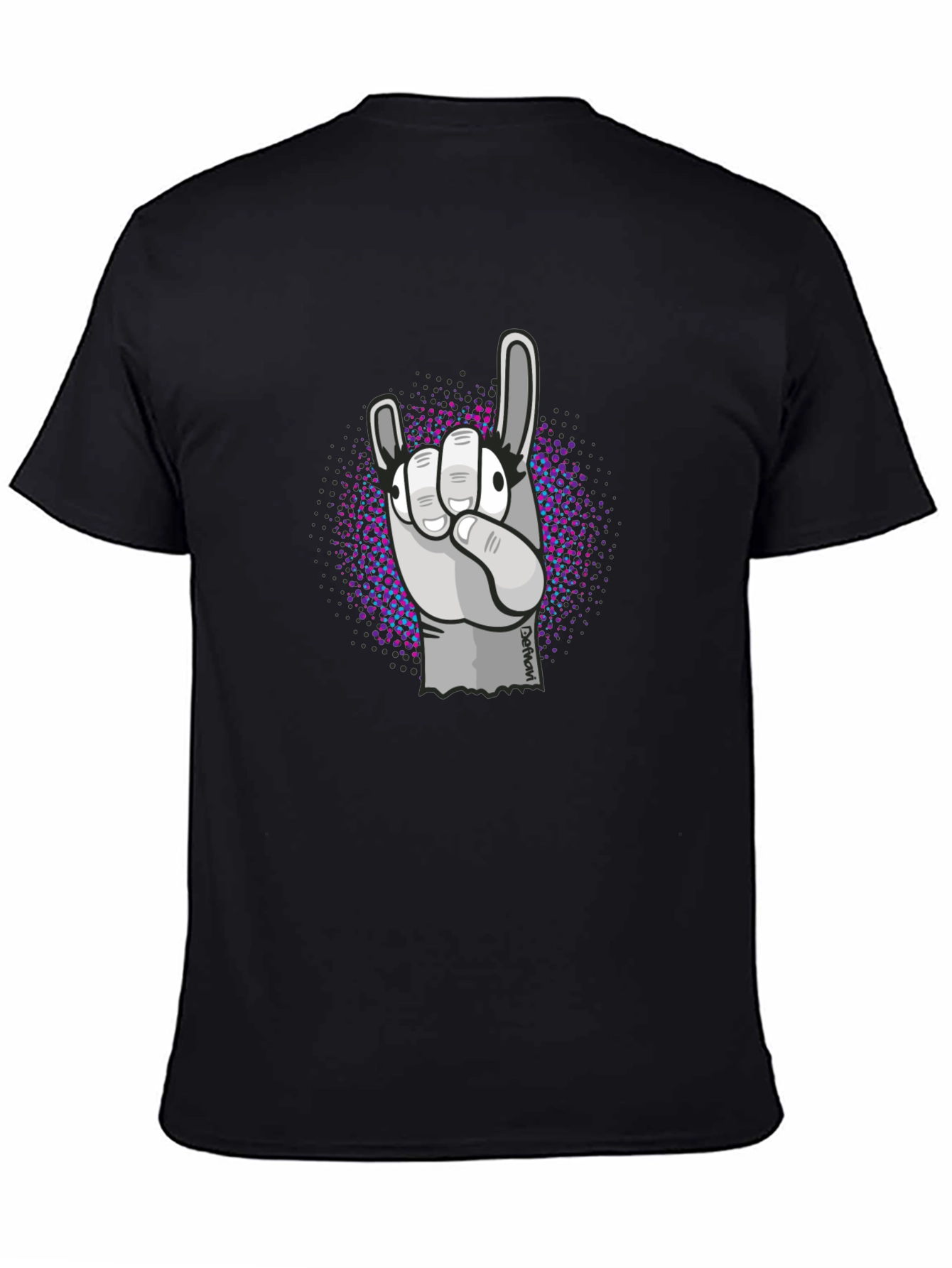 Rock On Hand Graphic Black T-Shirt