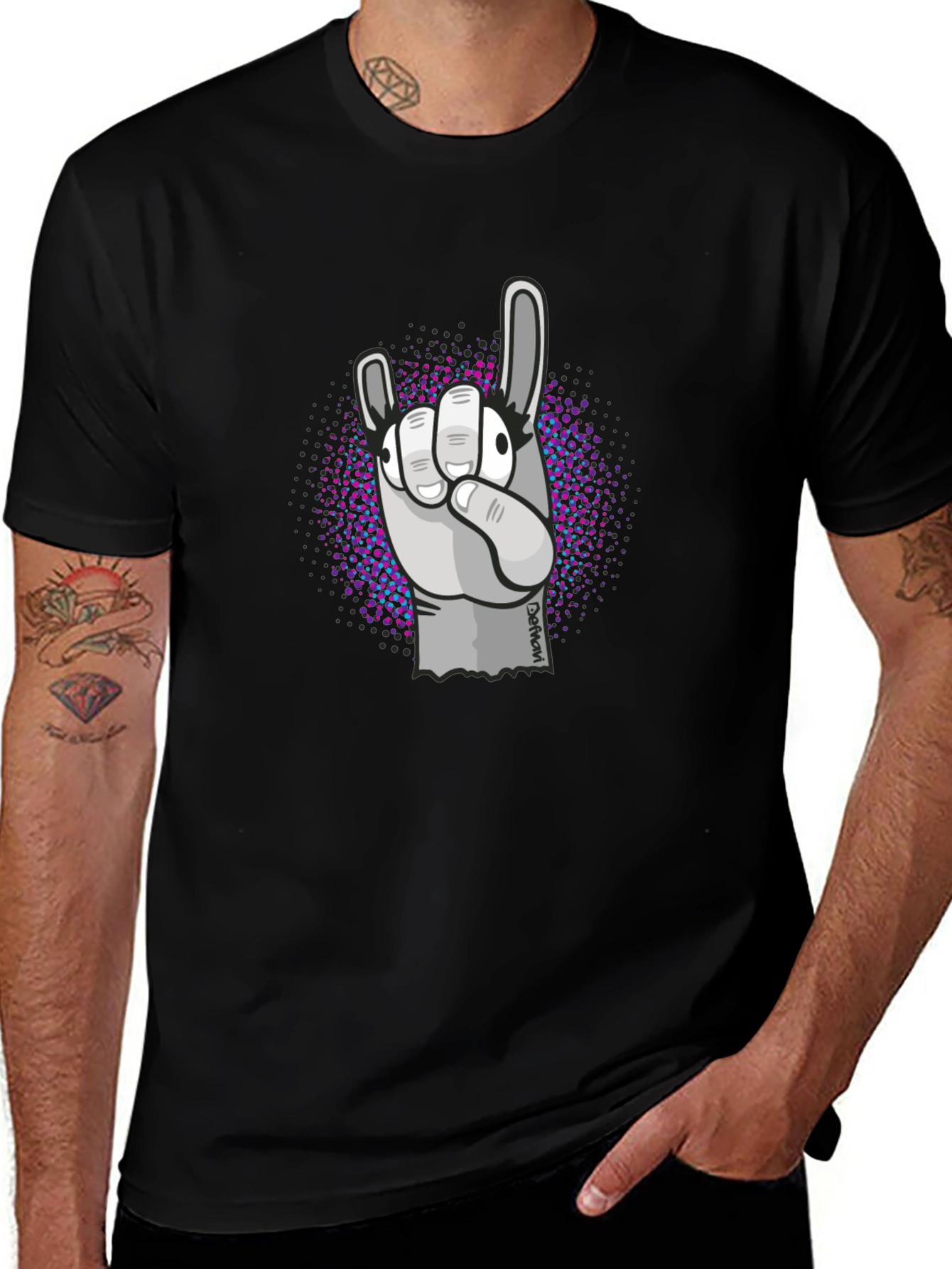 Rock On Hand Graphic Black T-Shirt