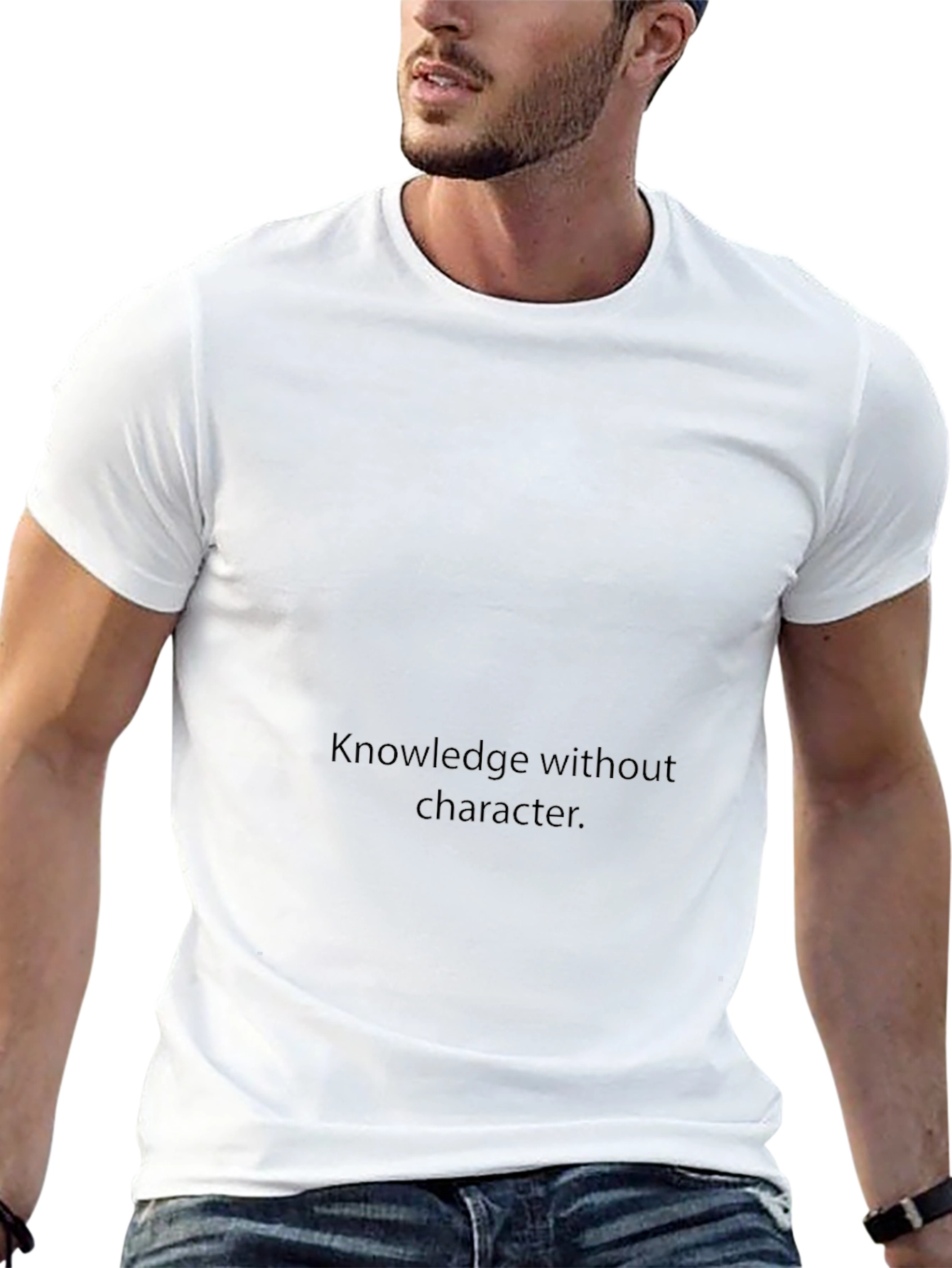 Black Crew Neck T-Shirt -  Knowledge Without Character