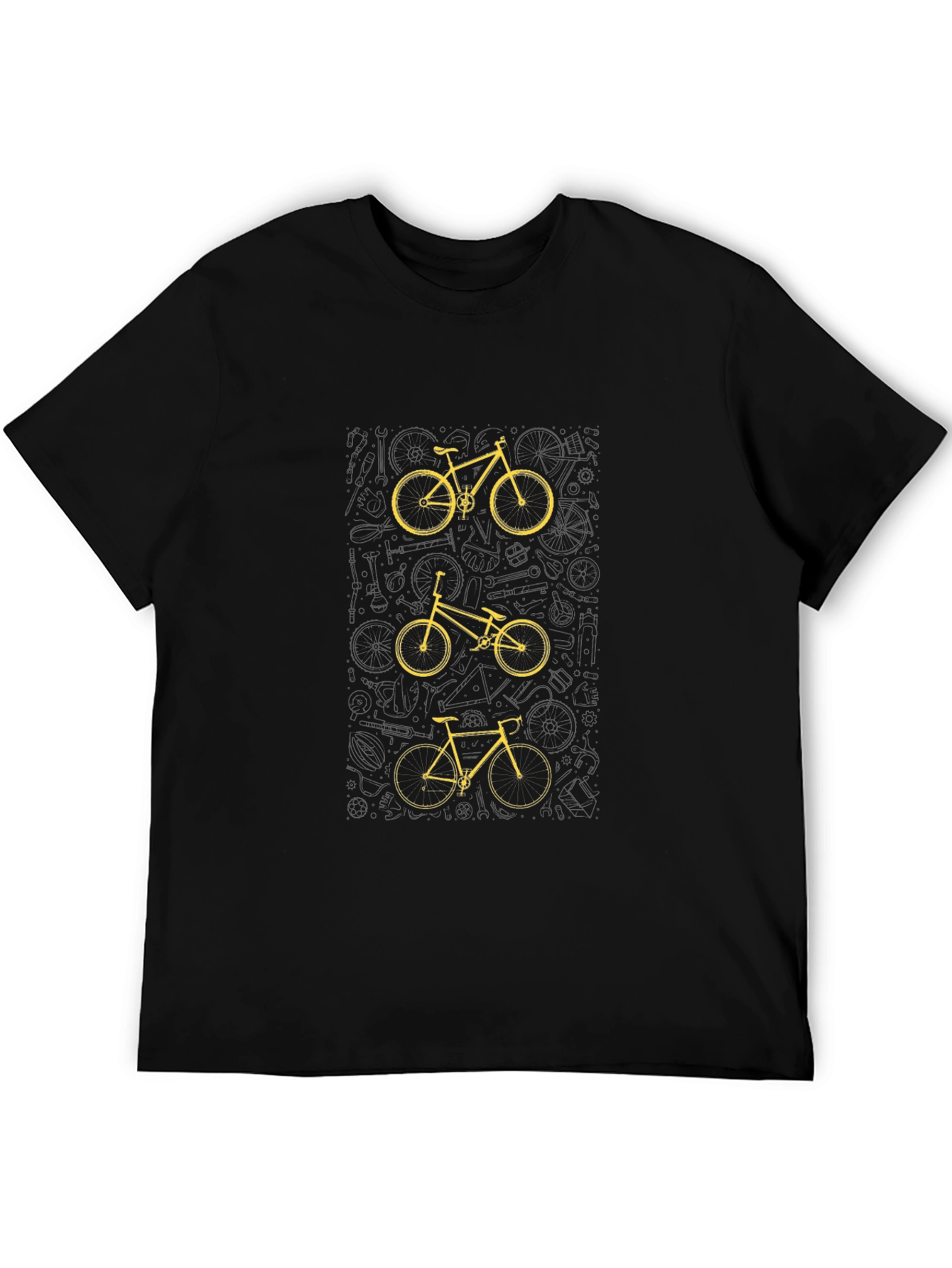 Stylish Bike Graphic Tee - Black Cotton Blend
