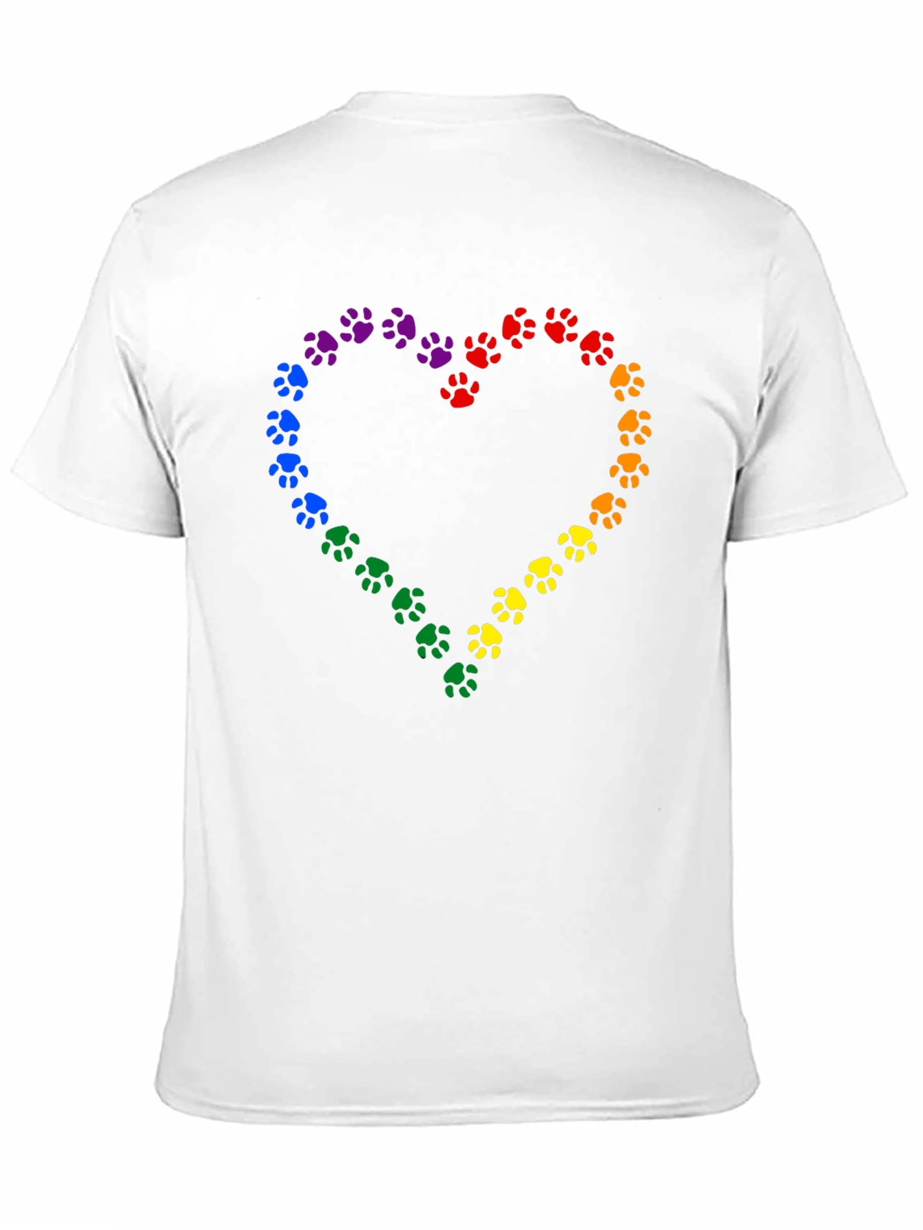 Rainbow Paw Print Heart Black T-Shirt
