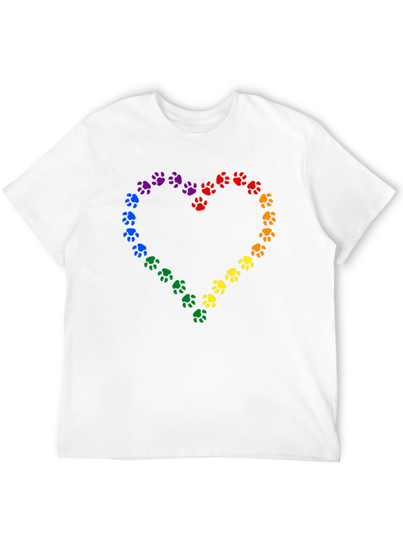 Rainbow Paw Print Heart Black T-Shirt