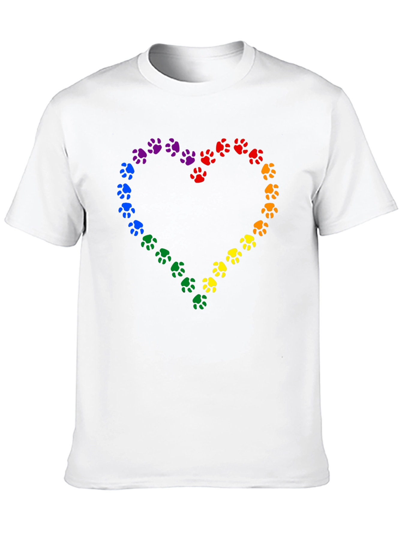 Rainbow Paw Print Heart Black T-Shirt