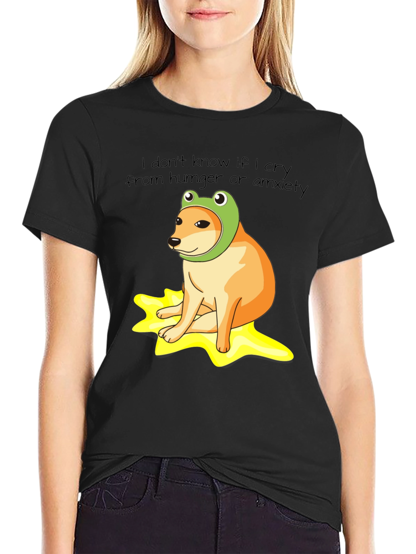 Frog Hat Doge Meme Black T-Shirt