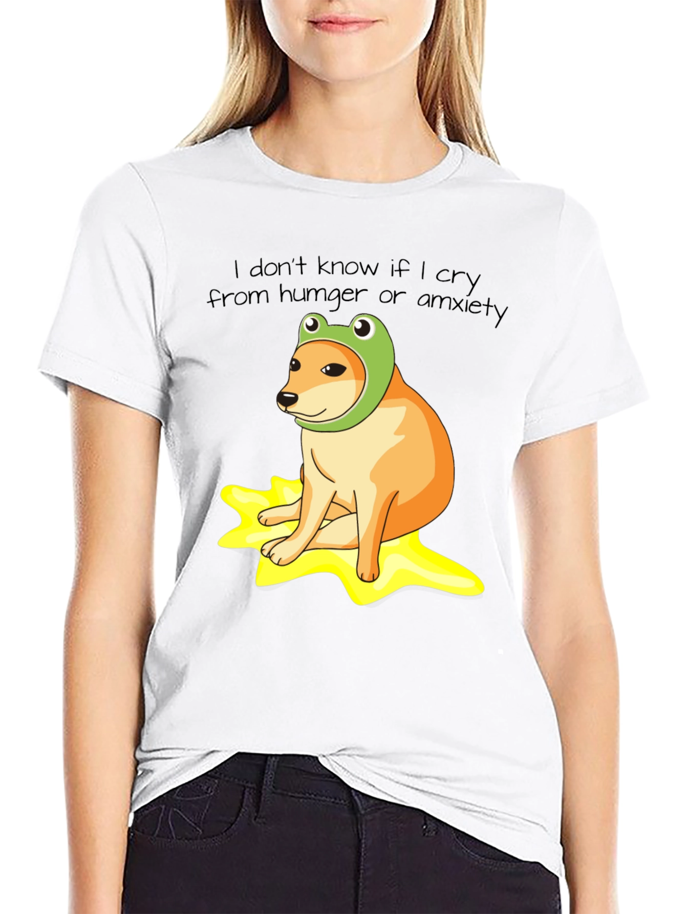 Frog Hat Doge Meme Black T-Shirt