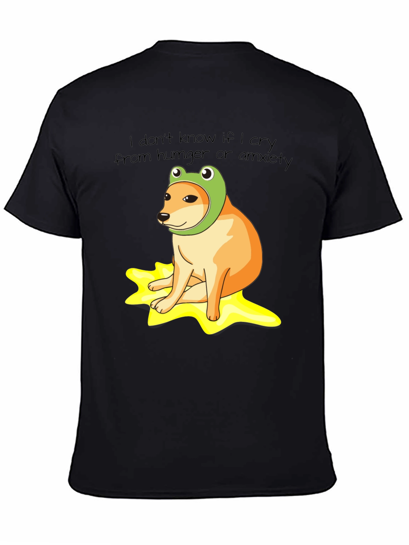 Frog Hat Doge Meme Black T-Shirt