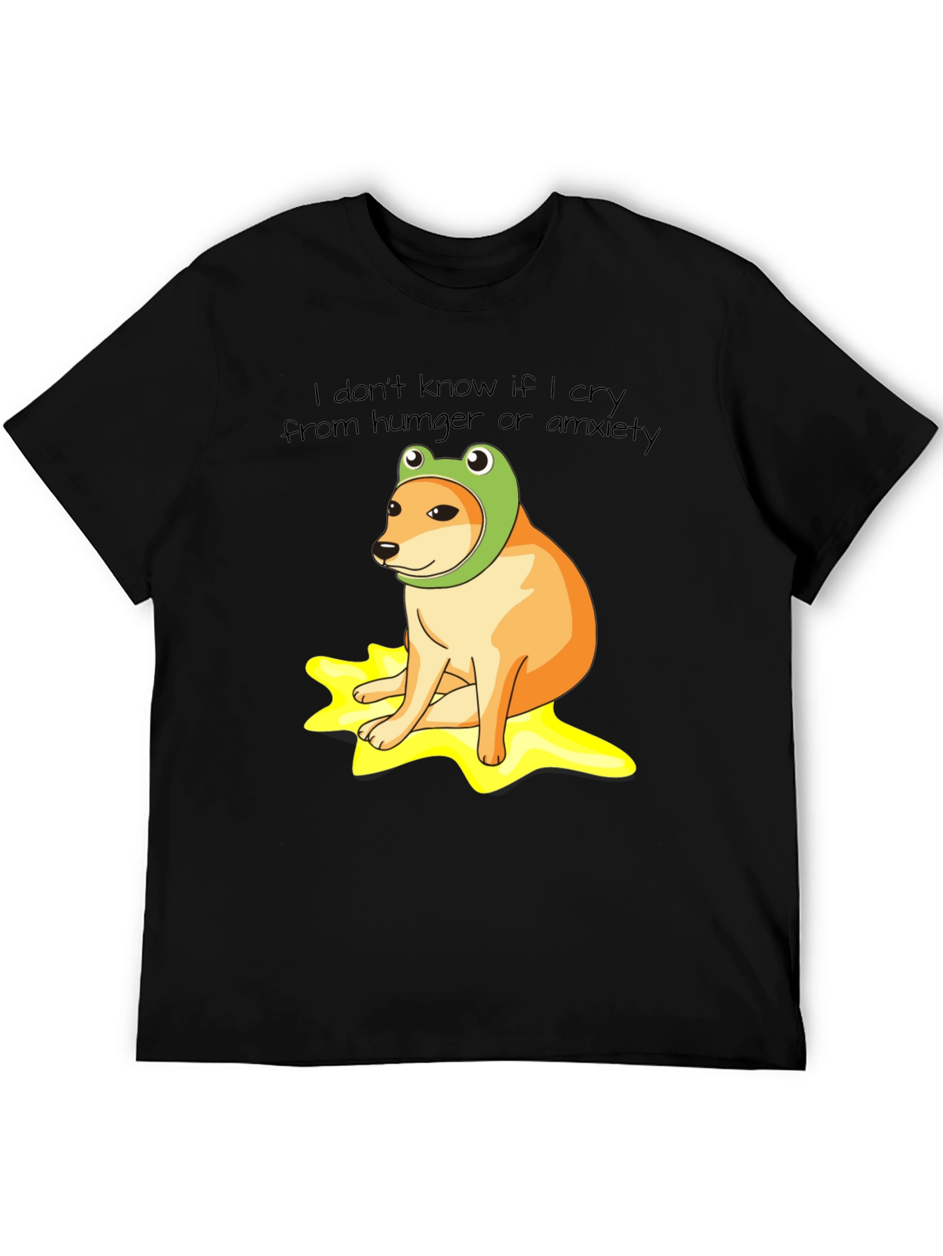 Frog Hat Doge Meme Black T-Shirt