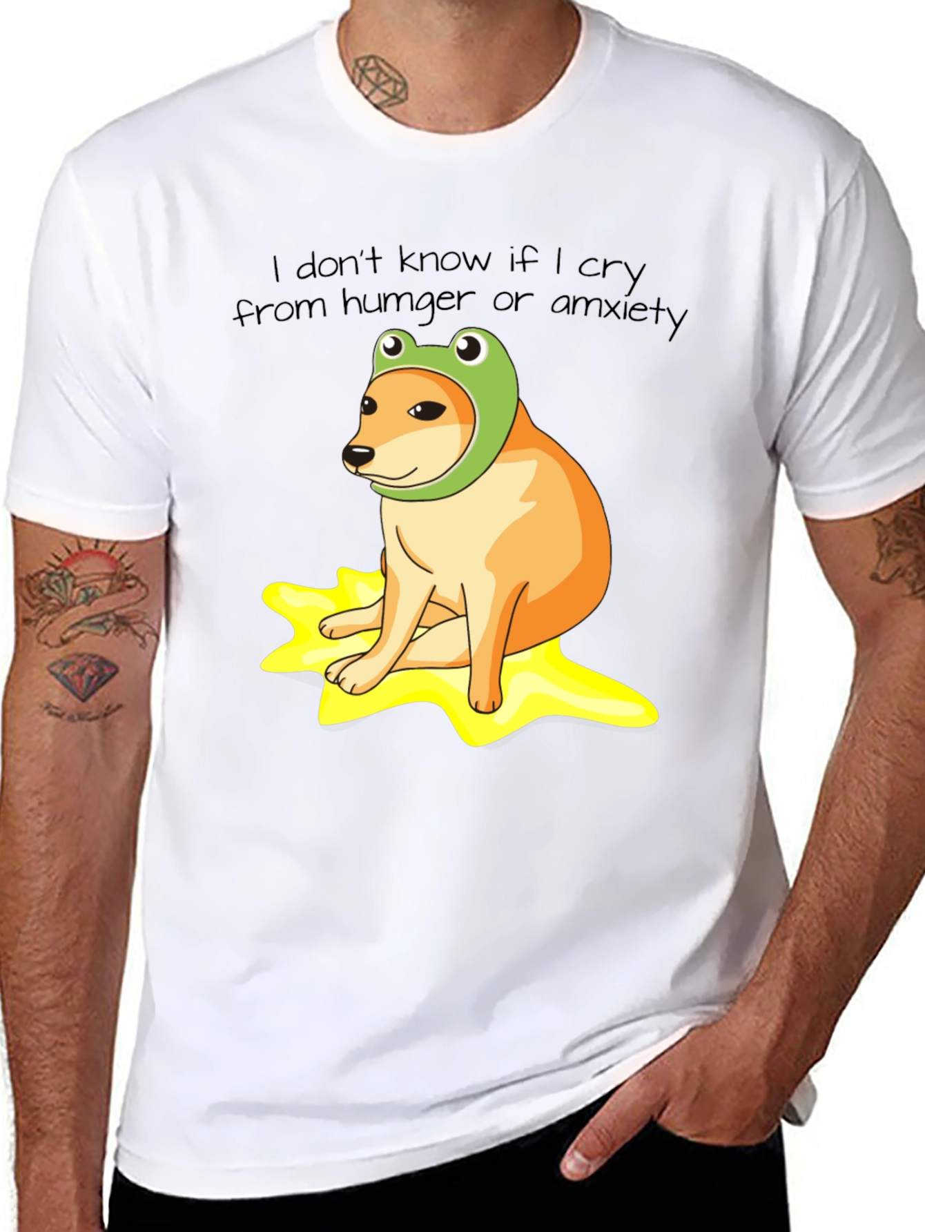 Frog Hat Doge Meme Black T-Shirt