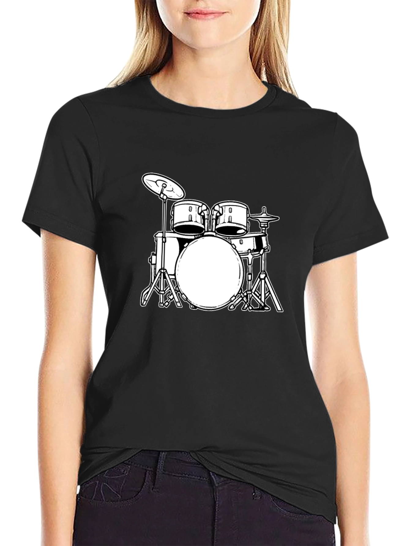 Cool Drum Kit Graphic Tee - Black T-Shirt