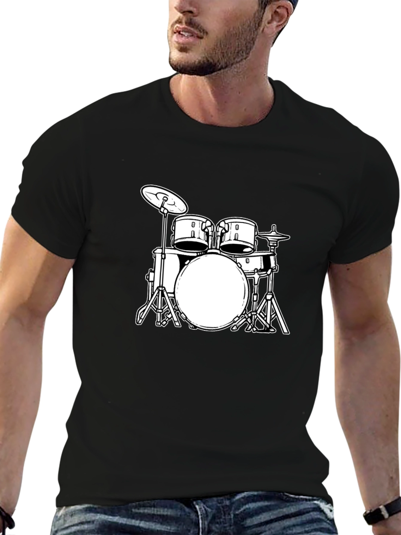 Cool Drum Kit Graphic Tee - Black T-Shirt