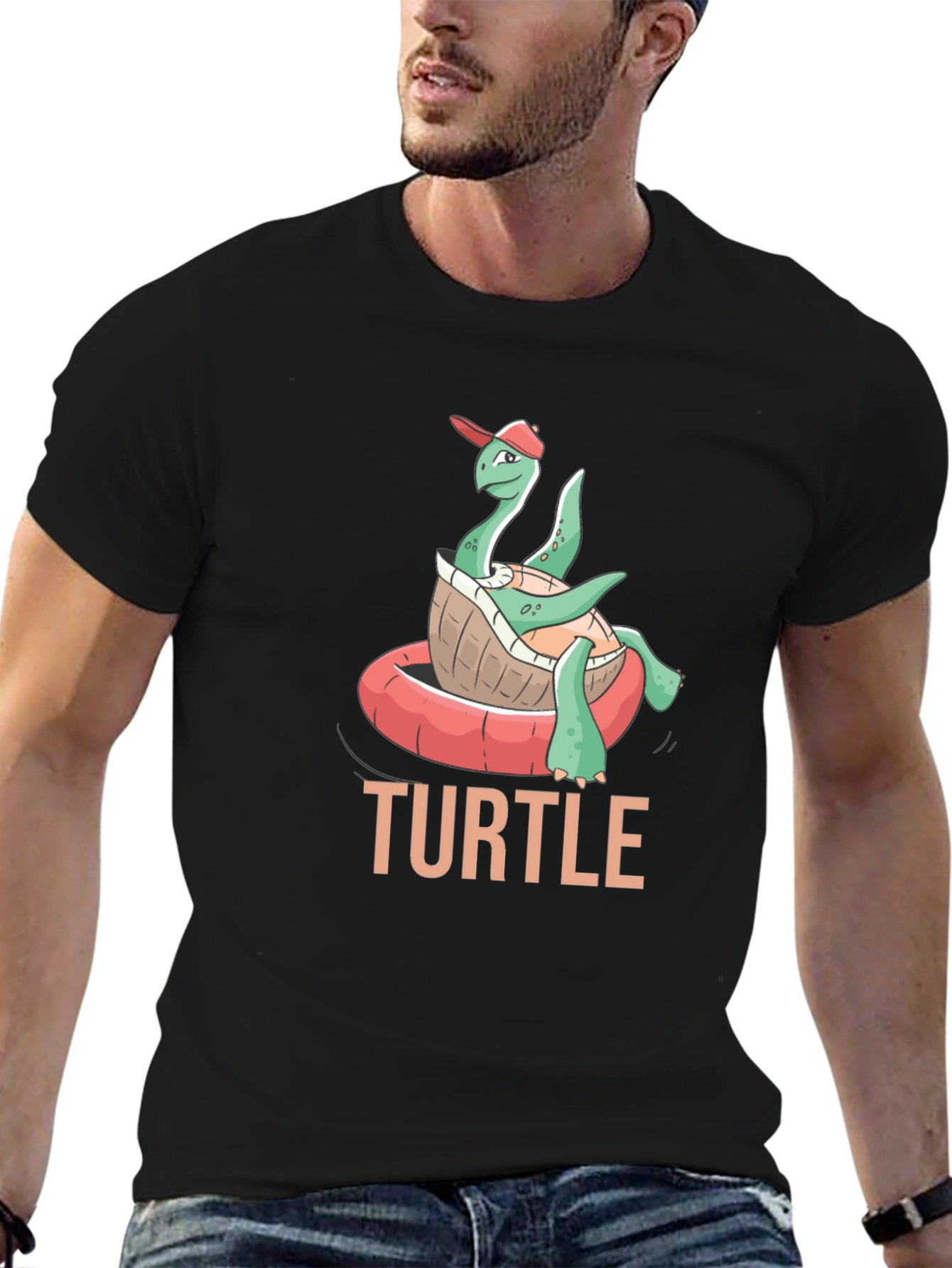 Funny Turtle in Pool Float T-Shirt