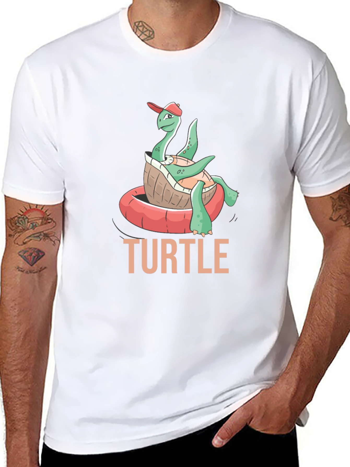 Funny Turtle in Pool Float T-Shirt