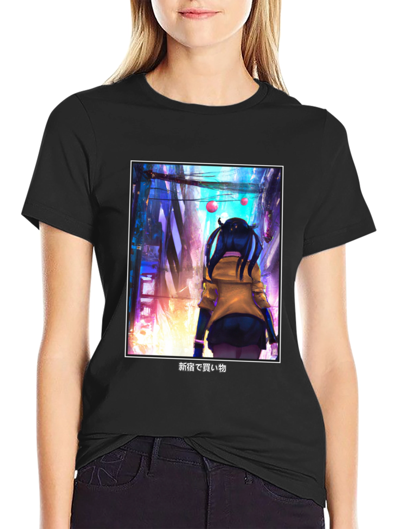 Anime Girl Black T-Shirt - Tokyo Streetwear Style