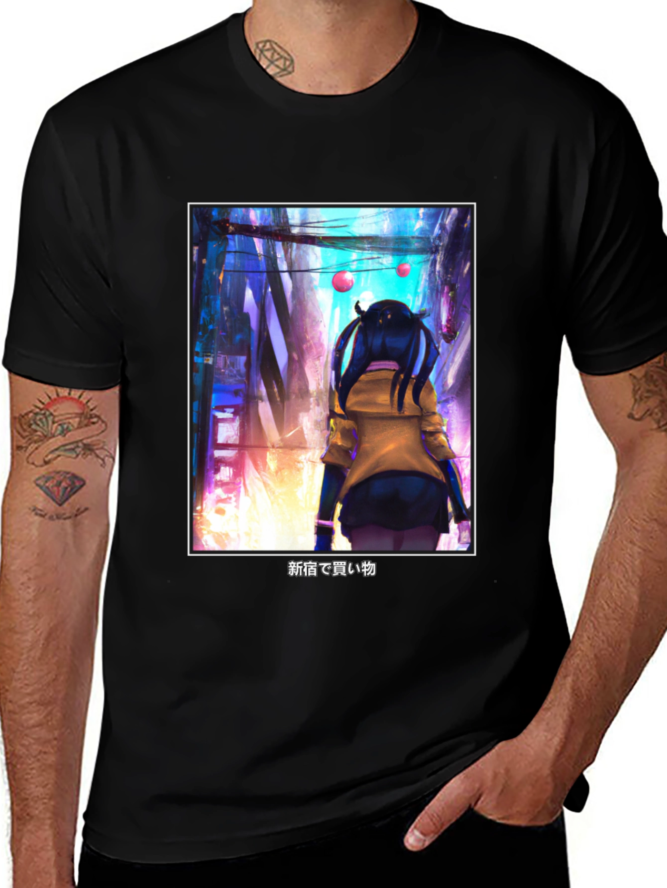 Anime Girl Black T-Shirt - Tokyo Streetwear Style