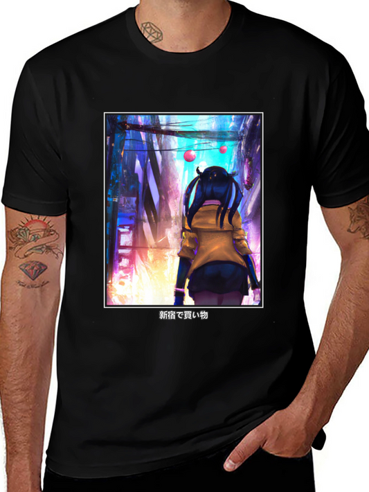 Anime Girl Black T-Shirt - Tokyo Streetwear Style
