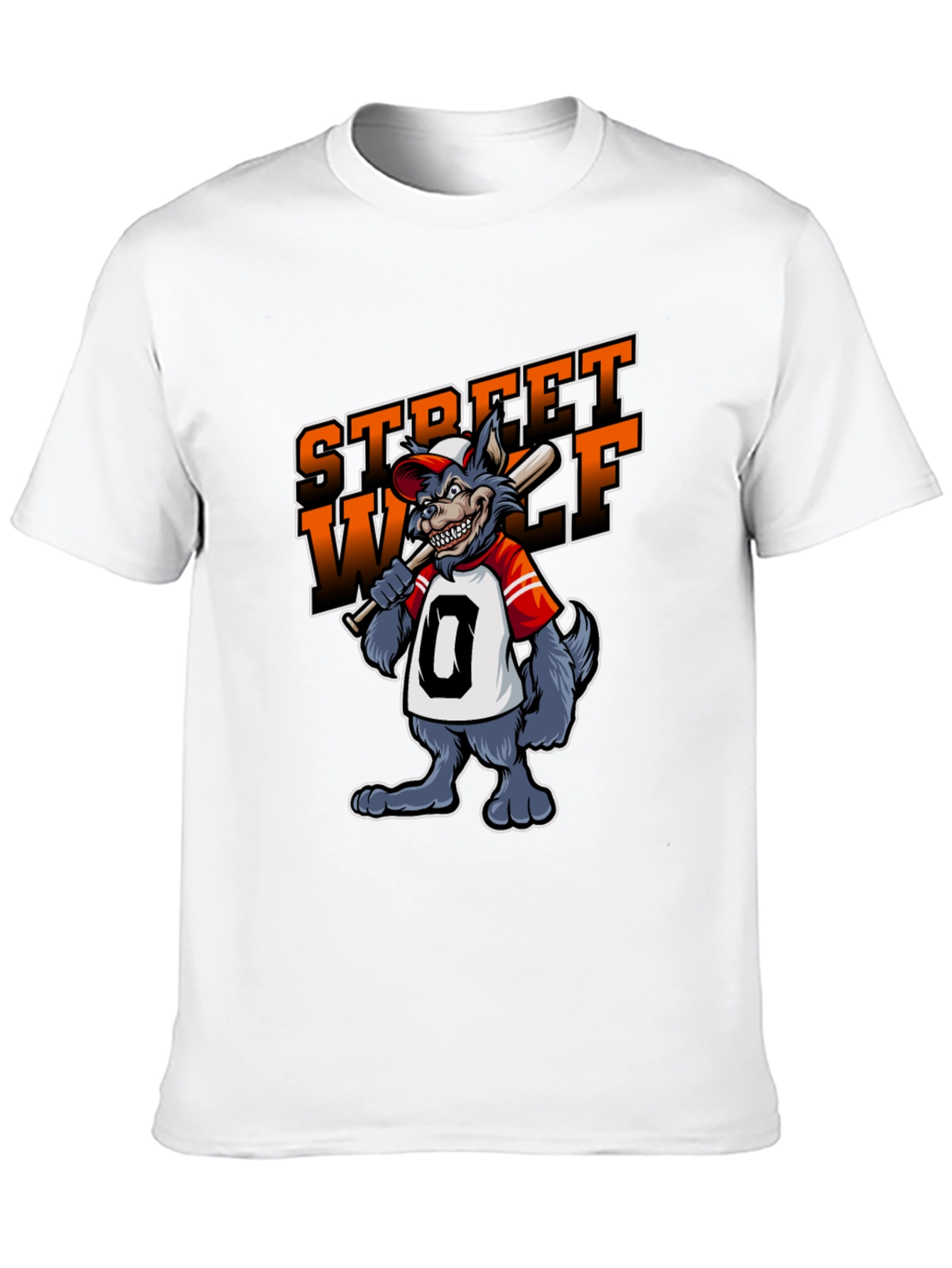 Street Wolf Graphic T-Shirt - Baseball Style