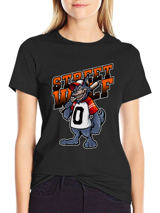 Street Wolf Graphic T-Shirt - Baseball Style