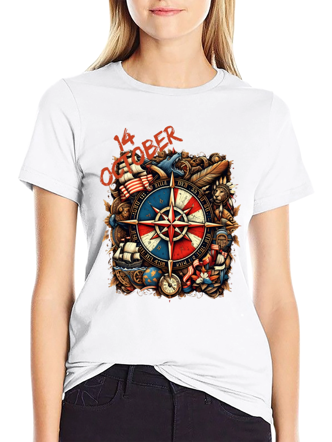 October 14th Compass Graphic Tee - Adventure Awaits!