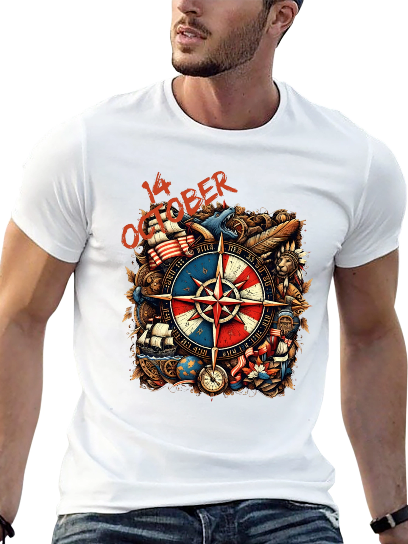 October 14th Compass Graphic Tee - Adventure Awaits!