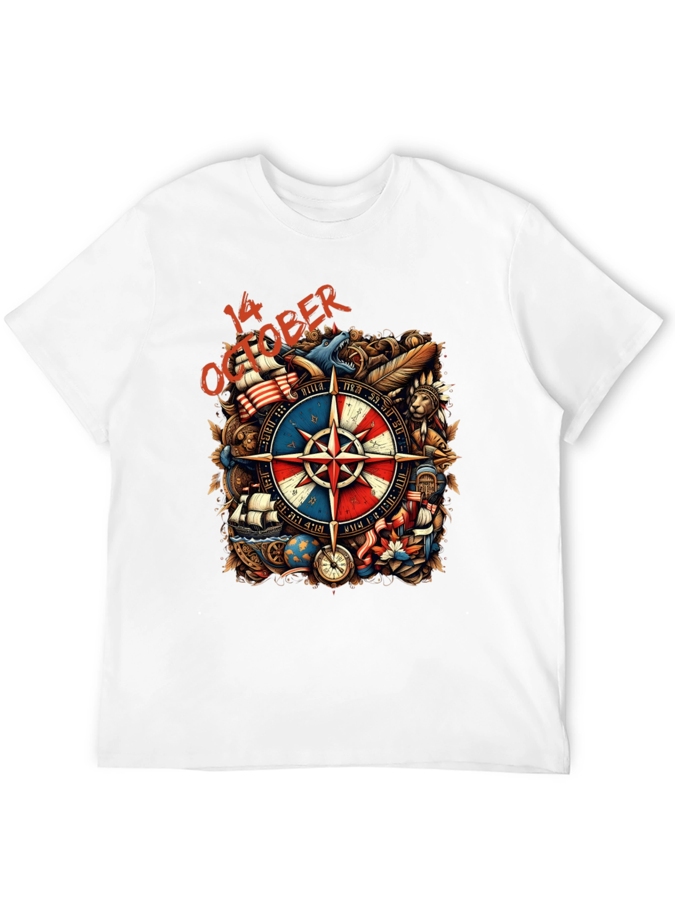 October 14th Compass Graphic Tee - Adventure Awaits!