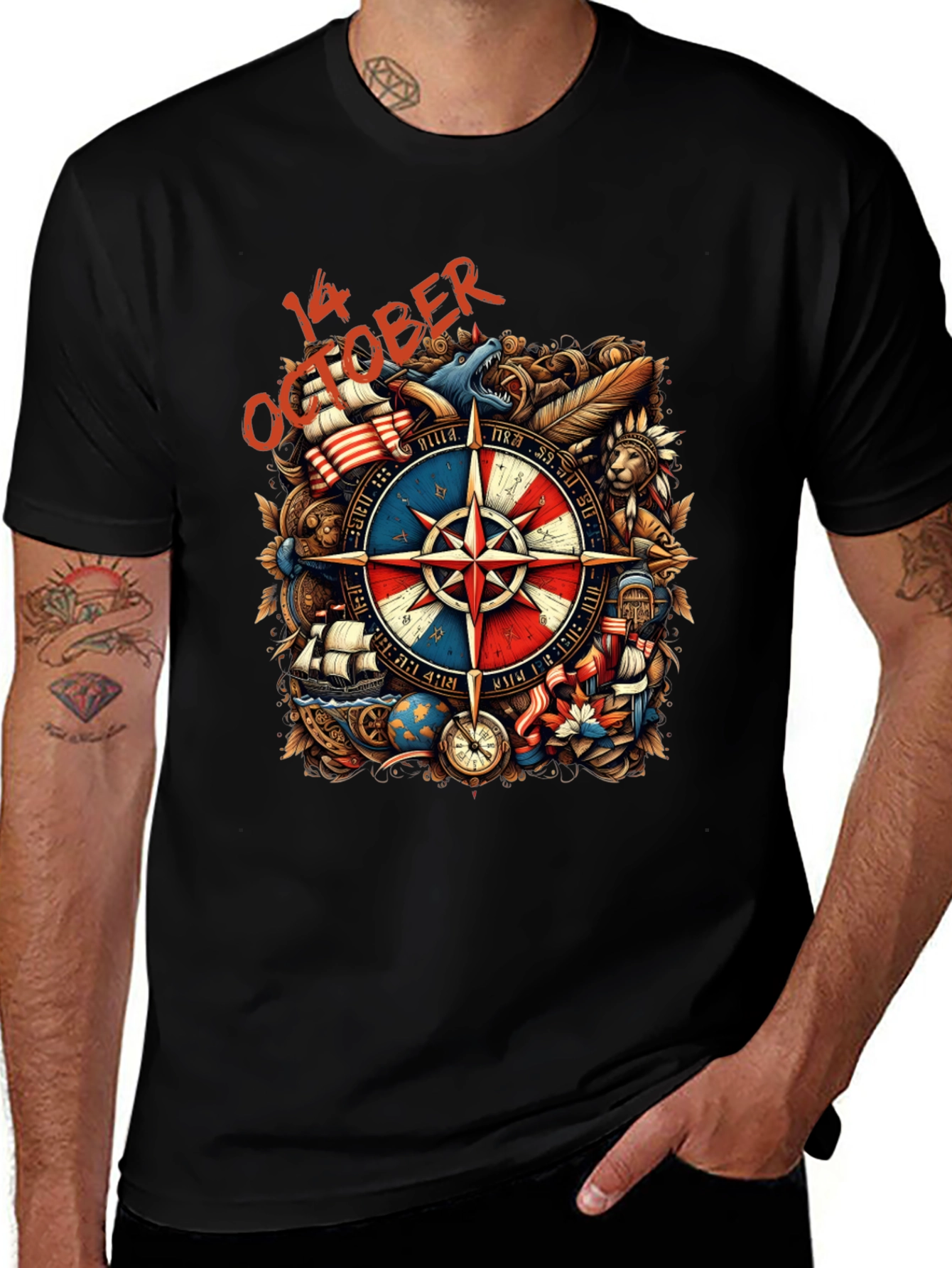 October 14th Compass Graphic Tee - Adventure Awaits!