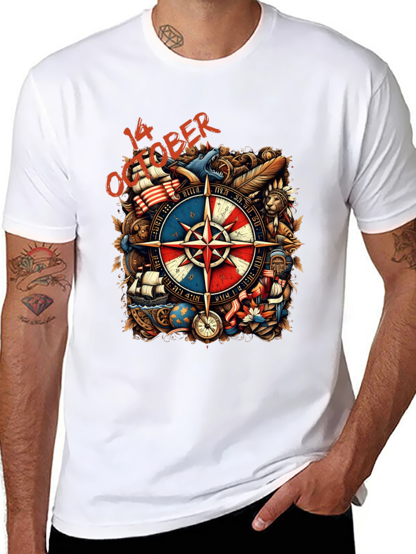 October 14th Compass Graphic Tee - Adventure Awaits!