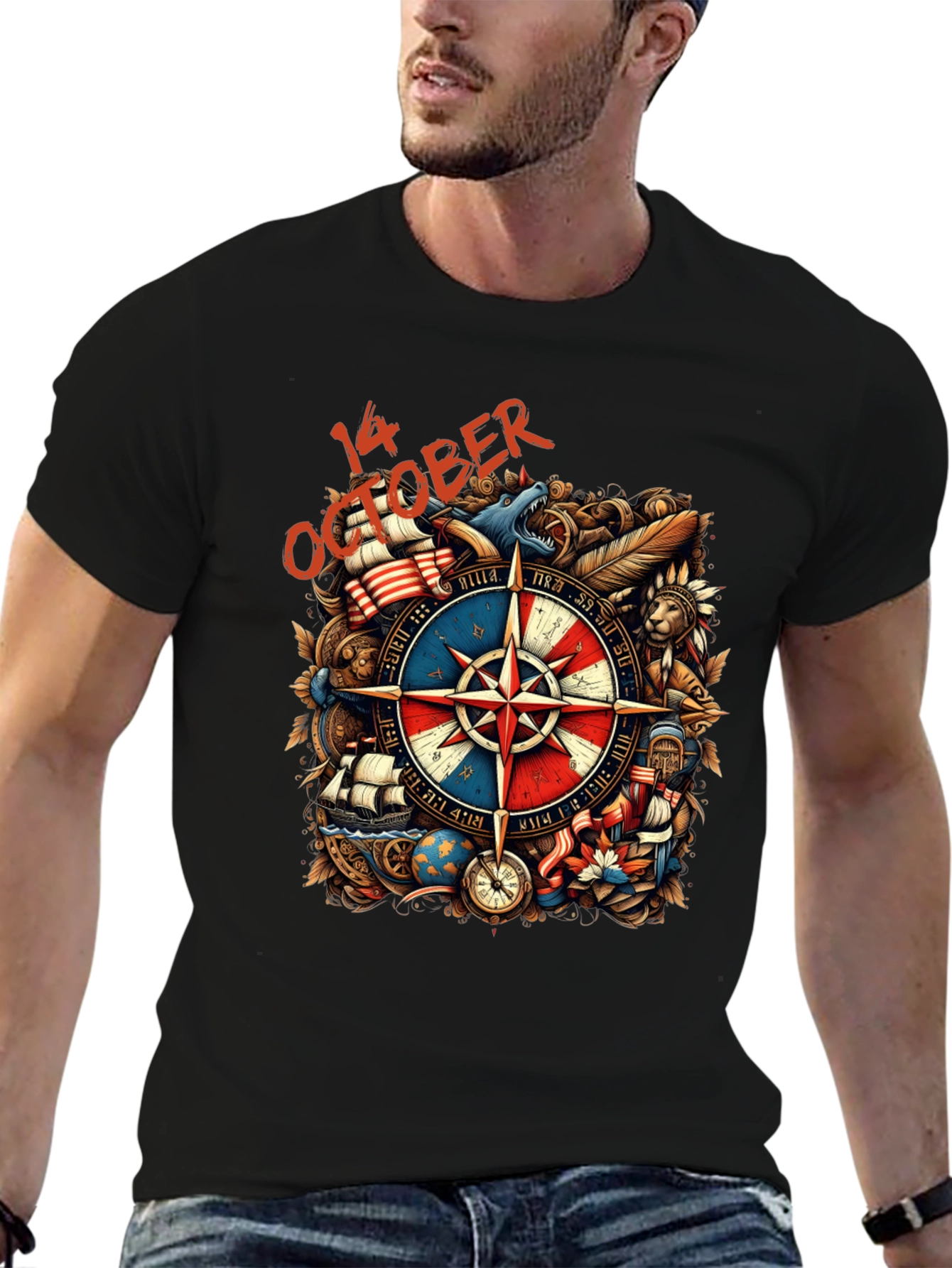 October 14th Compass Graphic Tee - Adventure Awaits!
