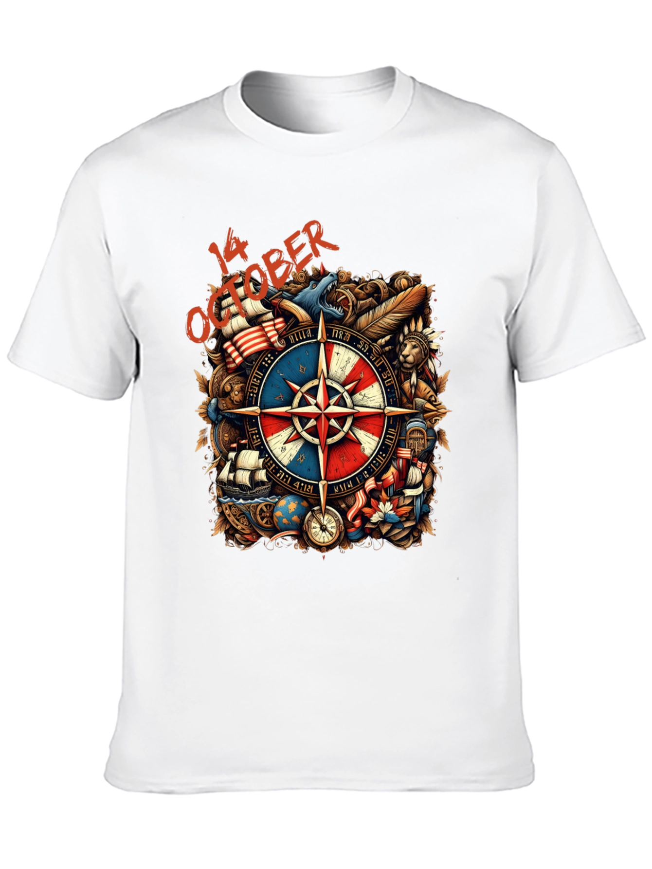 October 14th Compass Graphic Tee - Adventure Awaits!