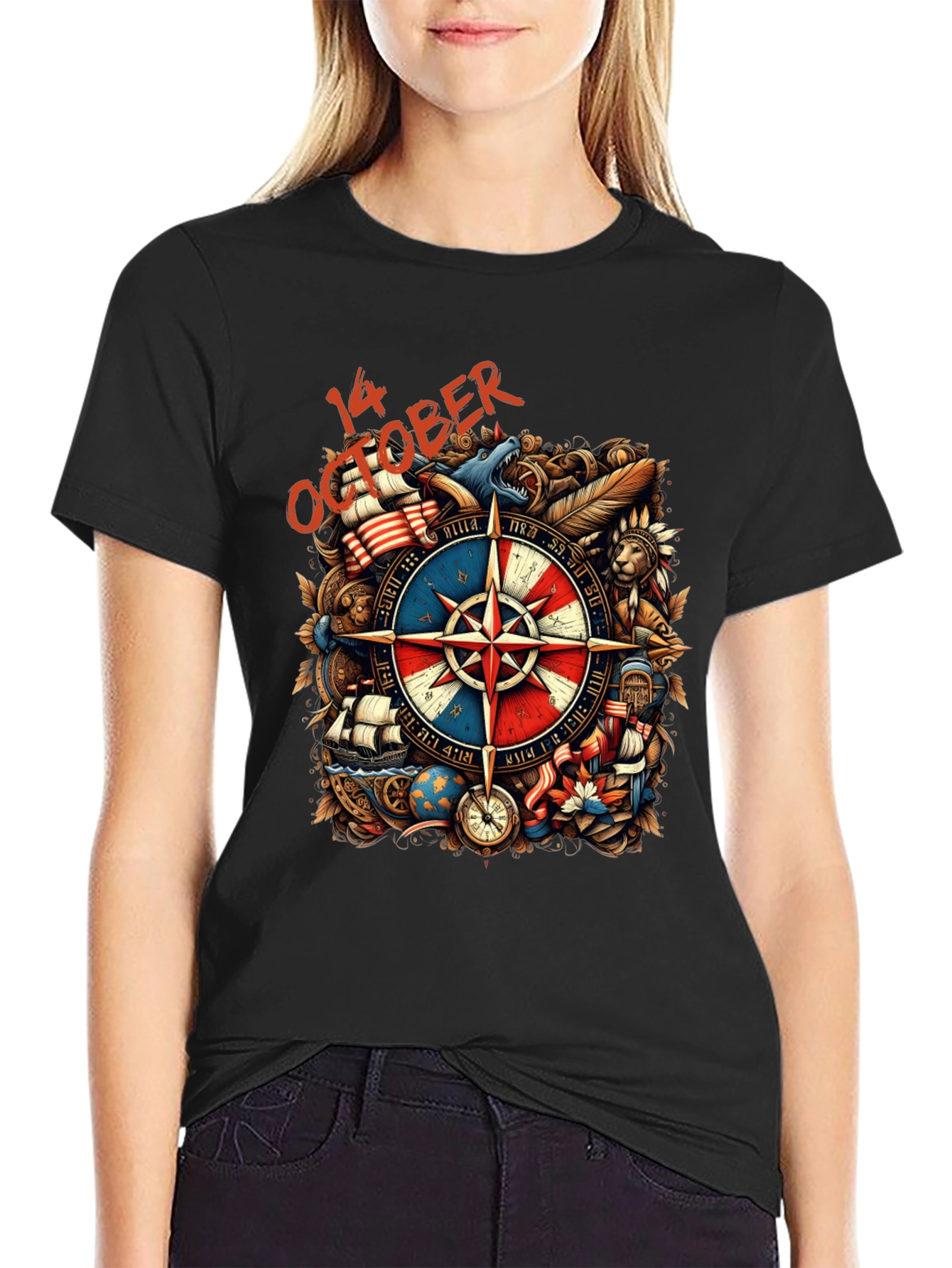 October 14th Compass Graphic Tee - Adventure Awaits!