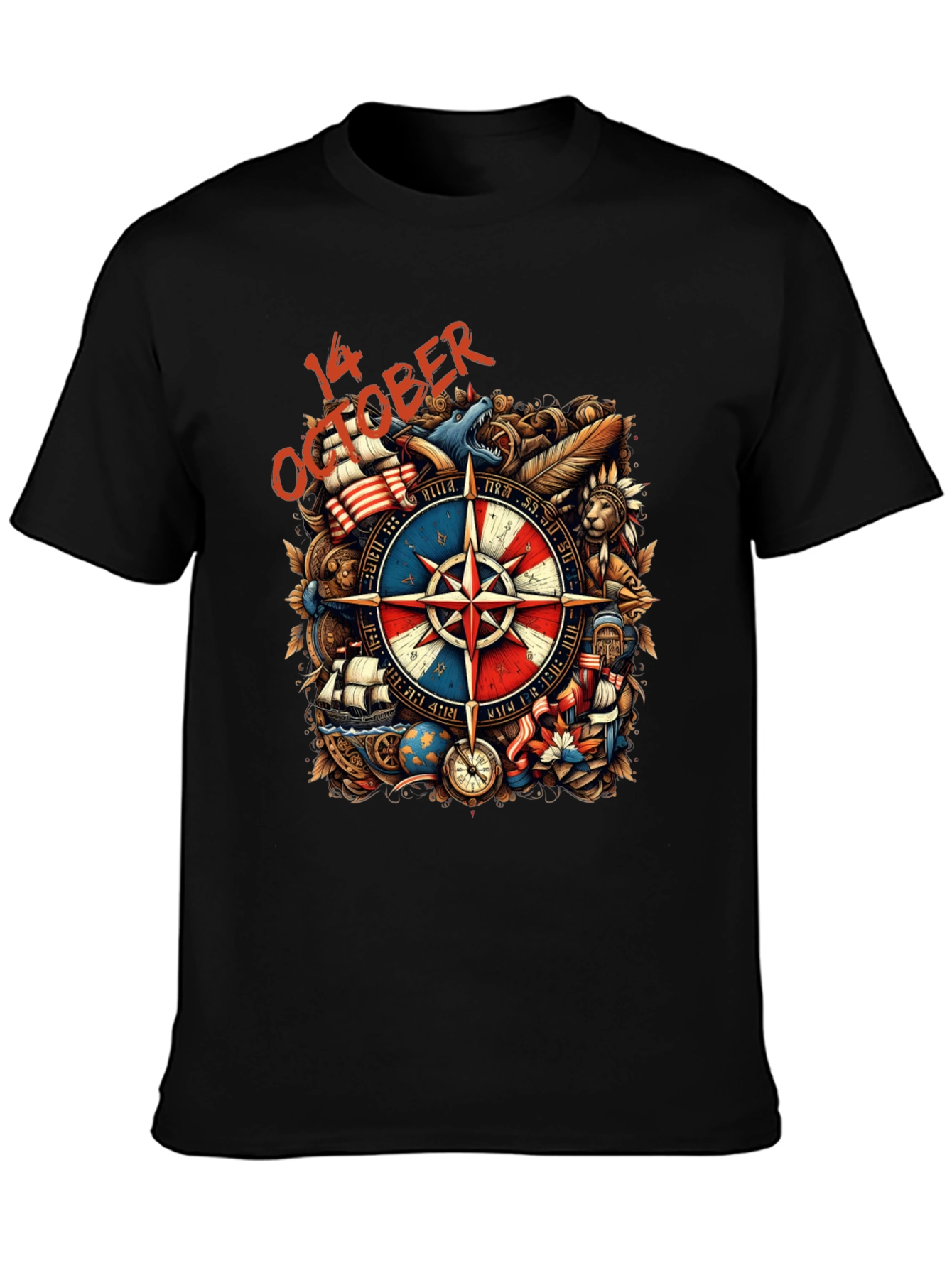 October 14th Compass Graphic Tee - Adventure Awaits!