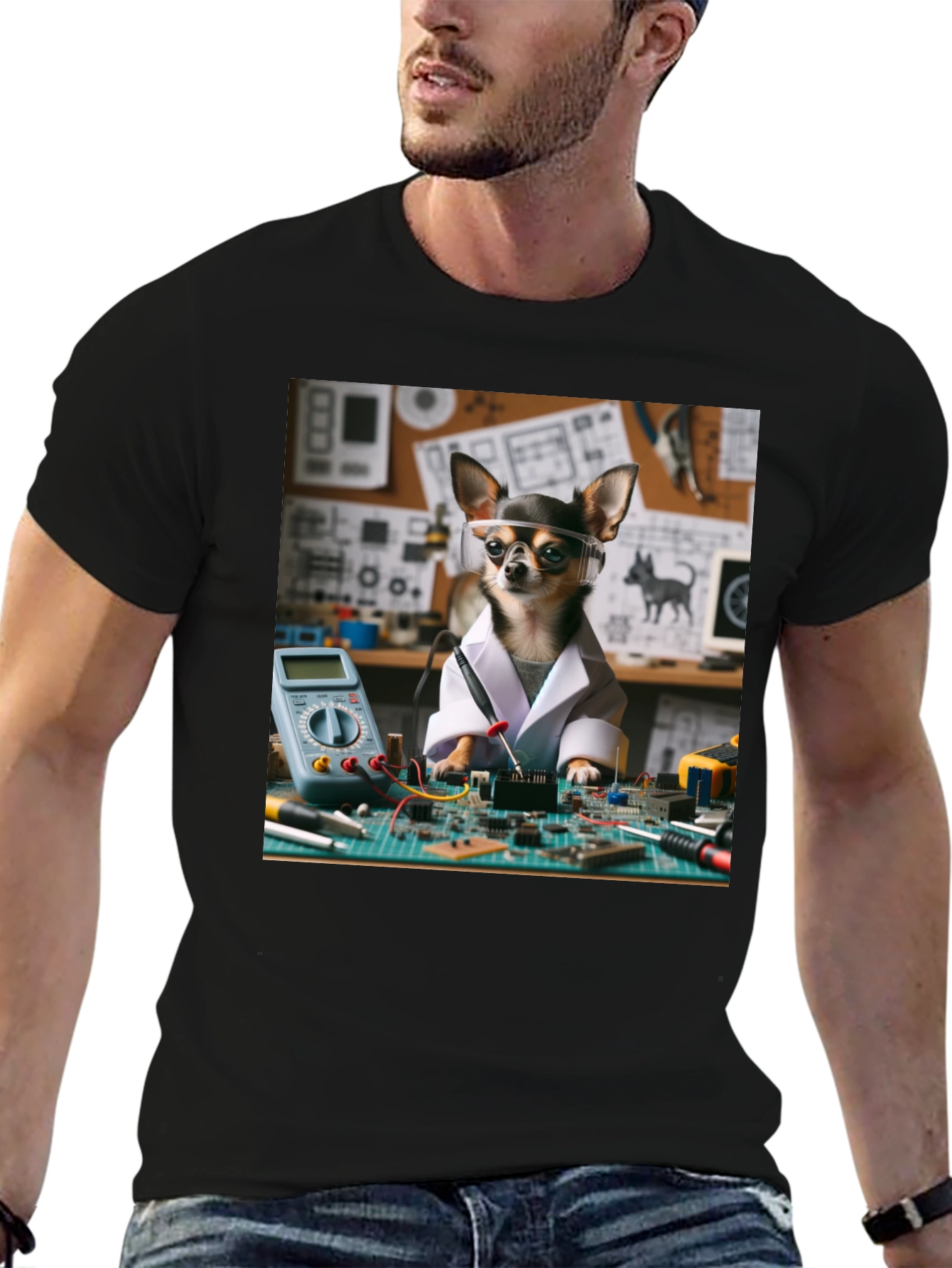 Engineer Chihuahua T-Shirt - Circuit Board Design