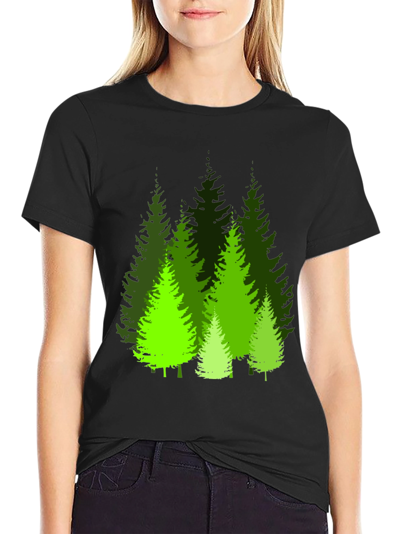 Evergreen Forest Graphic Tee - Black