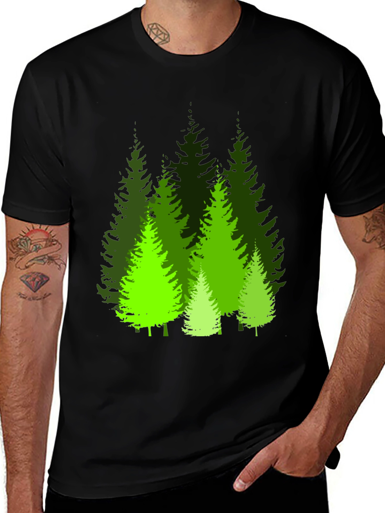 Evergreen Forest Graphic Tee - Black