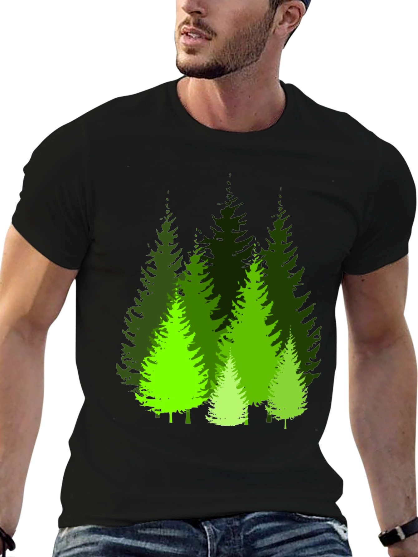 Evergreen Forest Graphic Tee - Black
