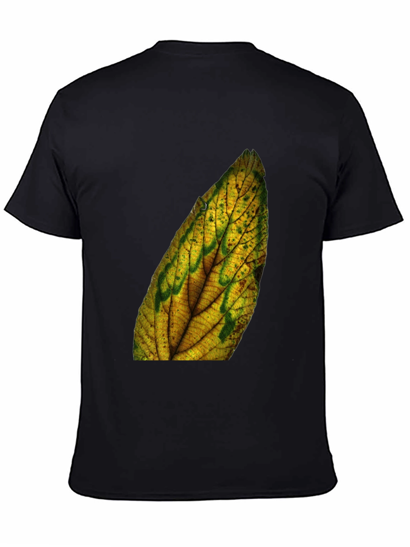 Leaf Print Black Tee - Nature Inspired Style