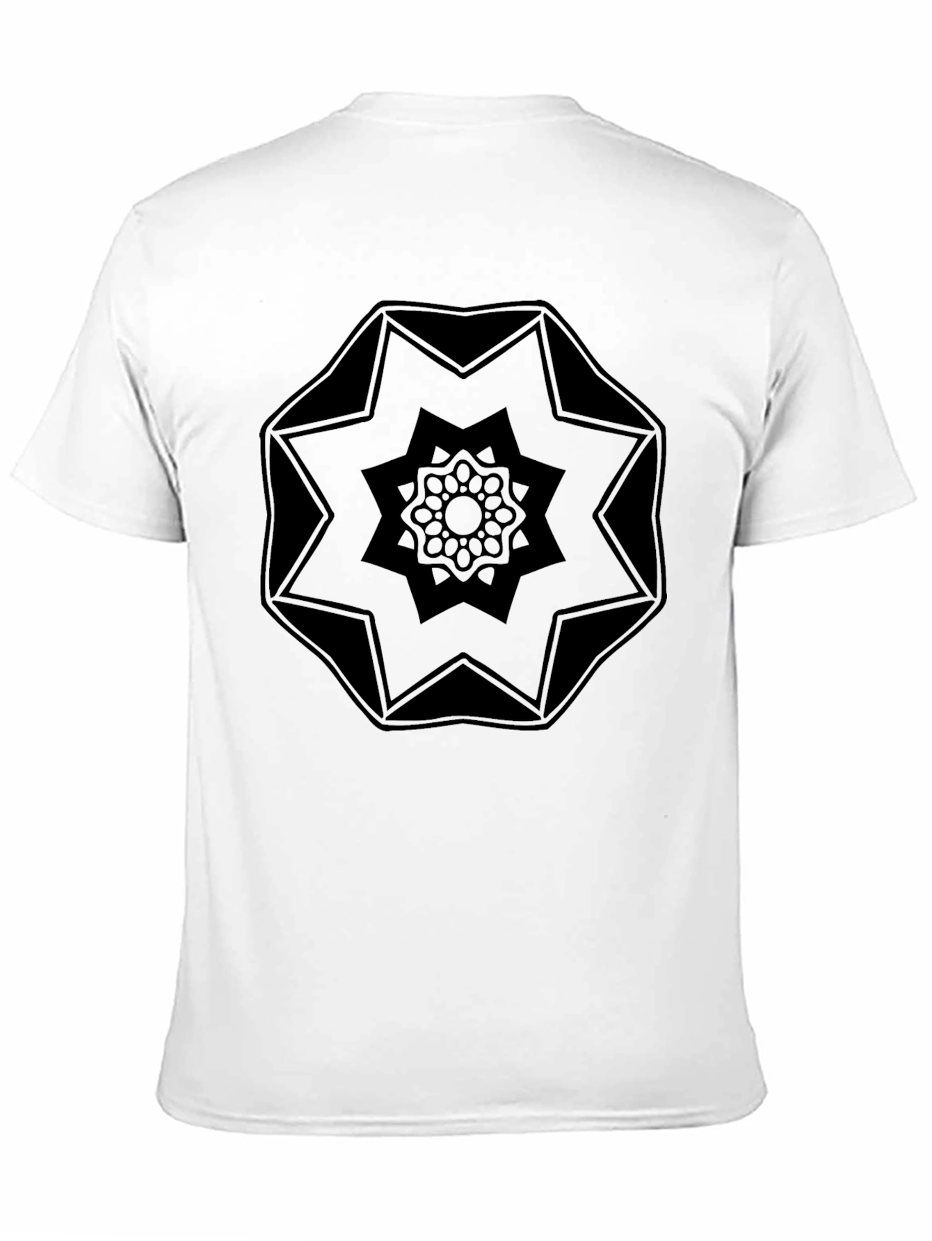 Geometric Mandala Graphic Tee - Black Crew Neck