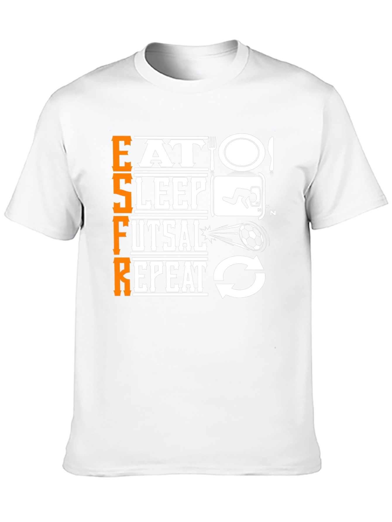 Eat Sleep Futsal Repeat Black Graphic T-Shirt