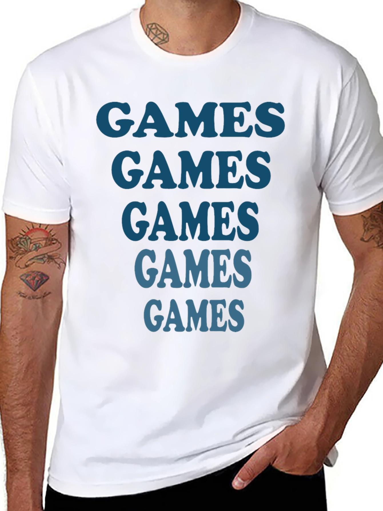 Games Tee - Repeated Text Design
