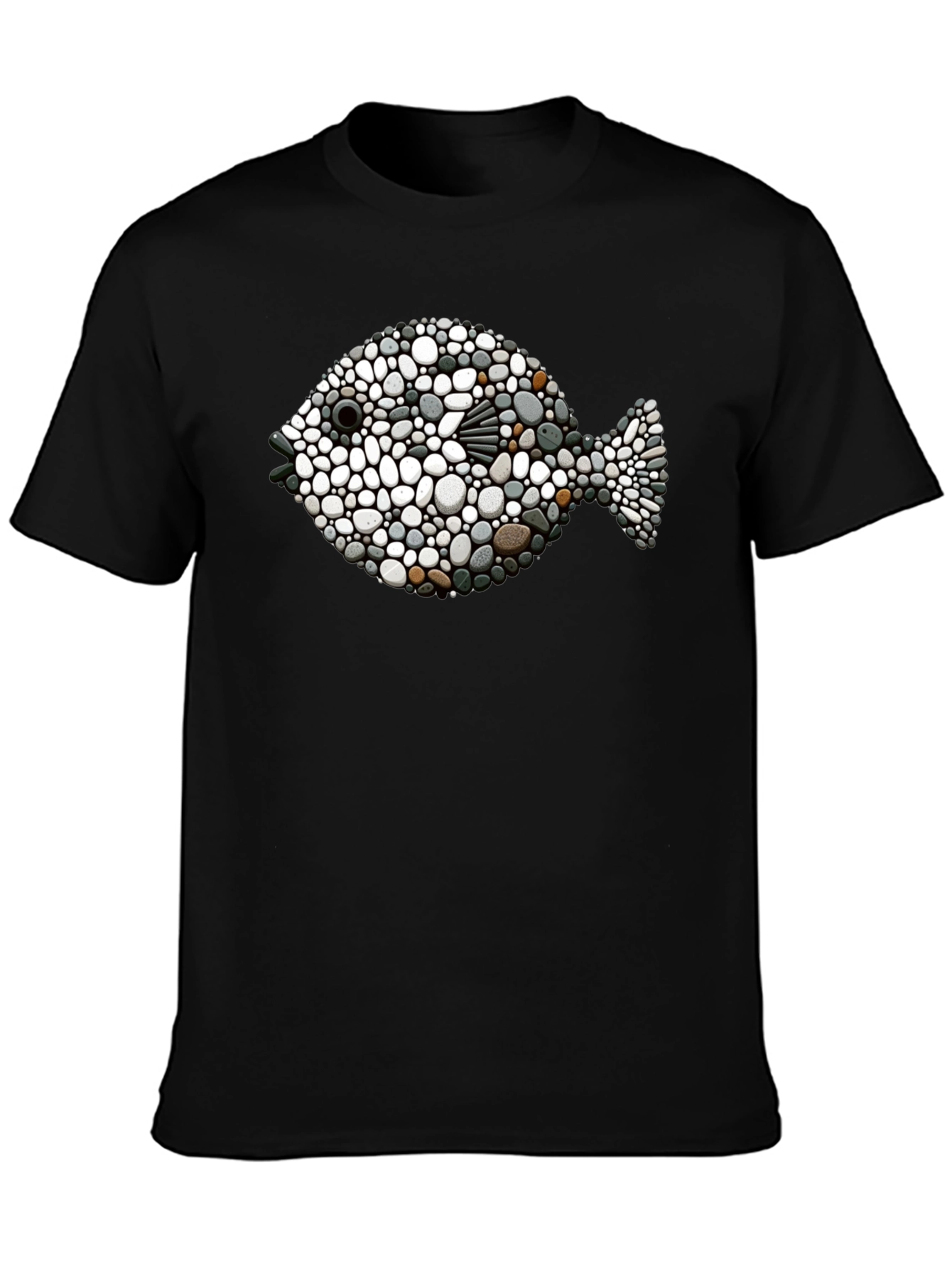 Stone Fish Graphic Tee - Unique Artistic Design