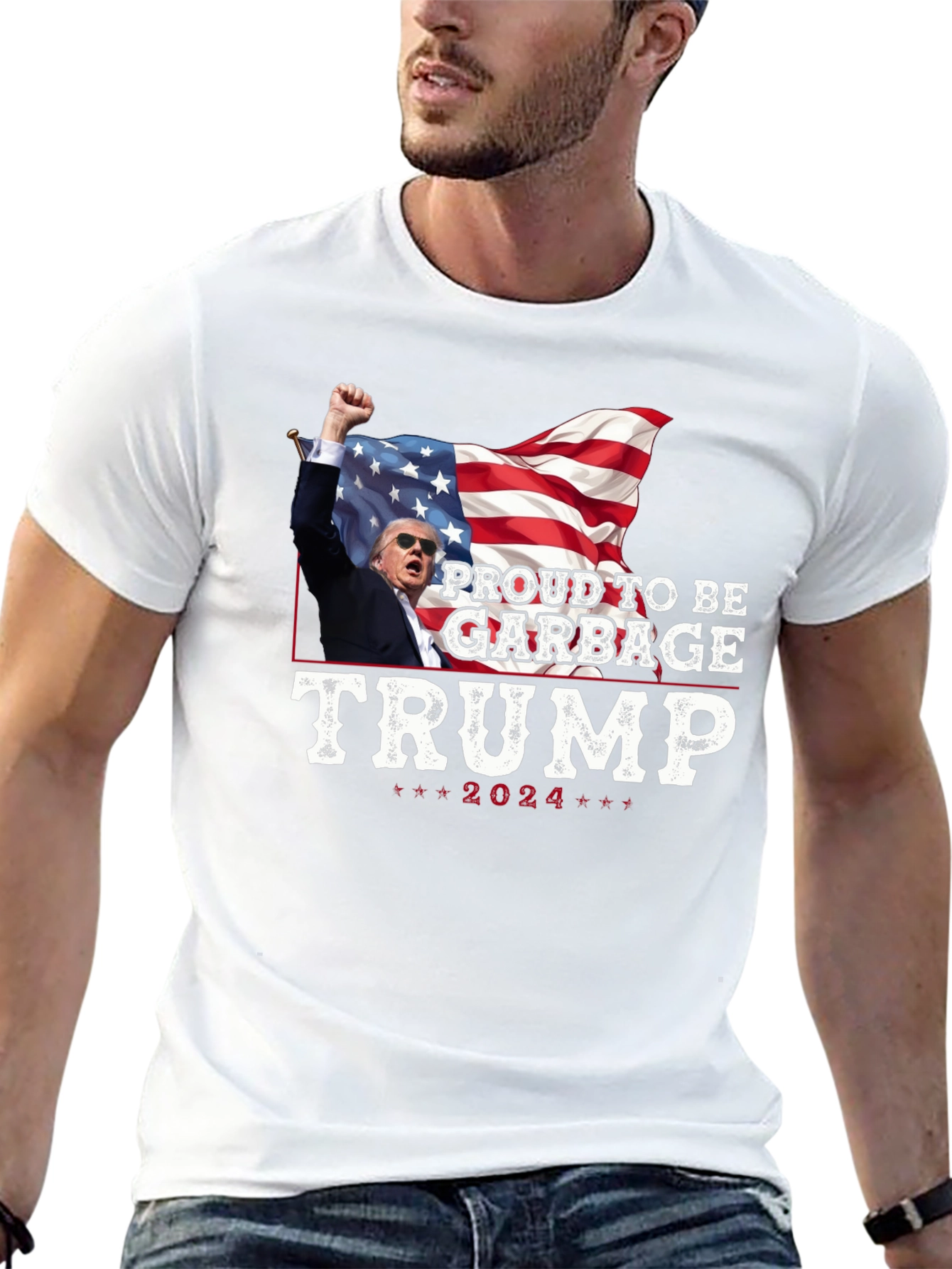 Proud To Be Garbage Trump 2024 Graphic Tee