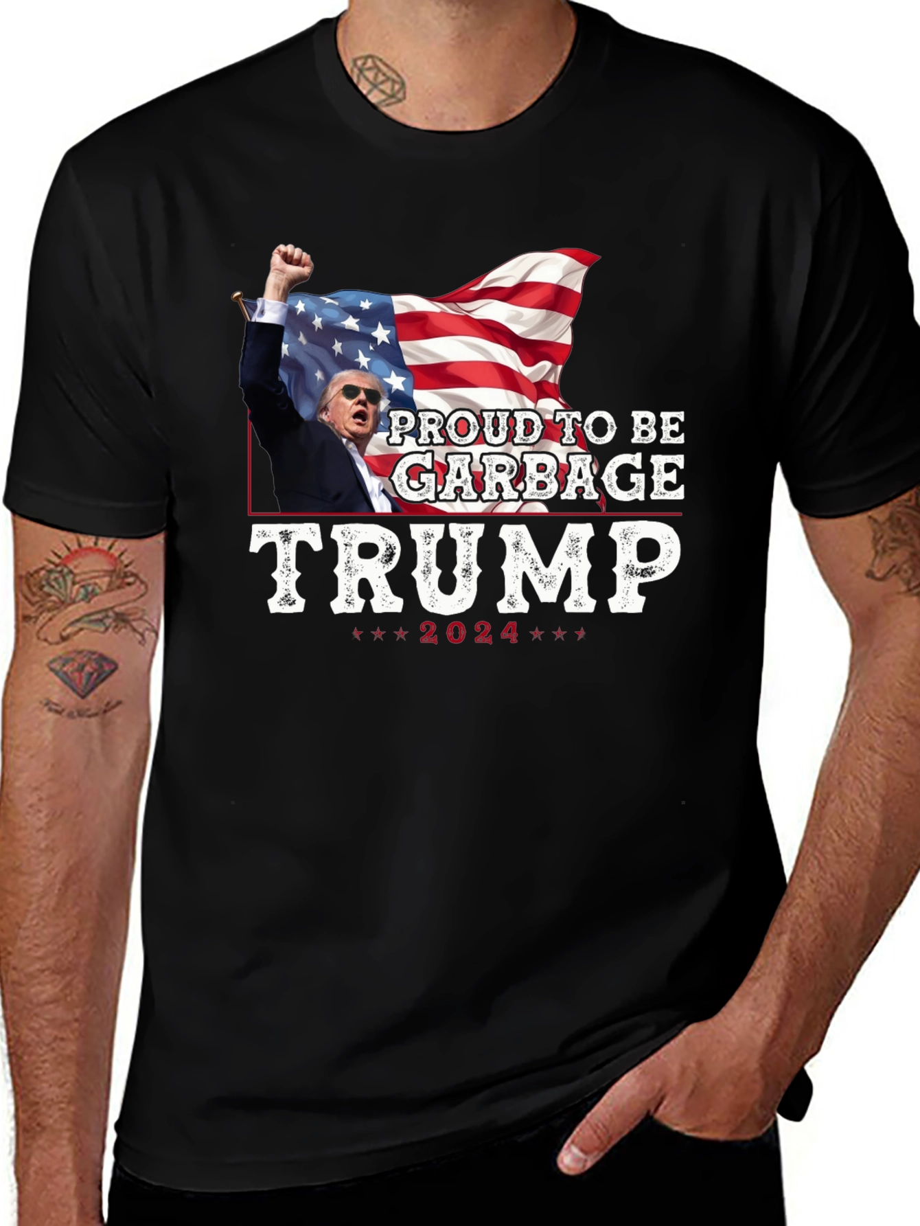 Proud To Be Garbage Trump 2024 Graphic Tee